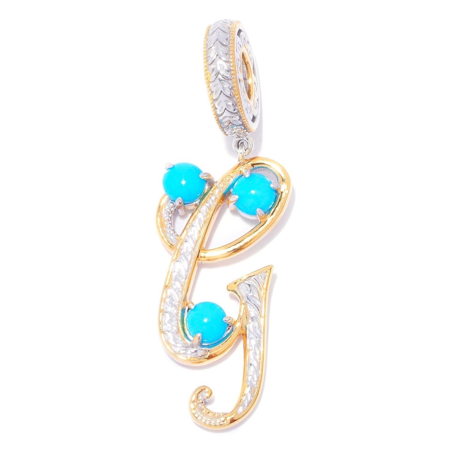 Gems en Vogue 0.81ctw Sleeping Beauty Turquoise Choice of Initial Charm