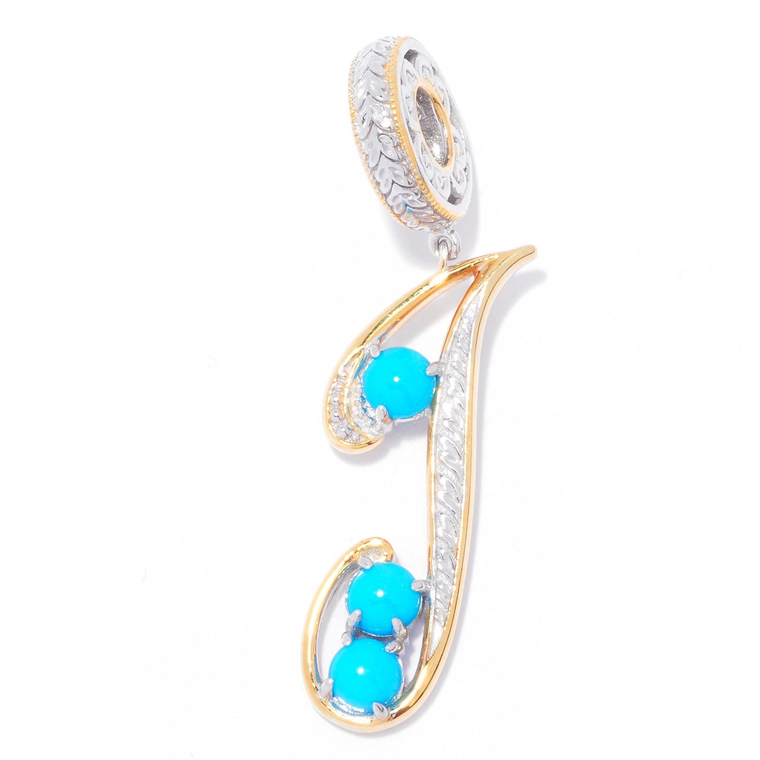 Gems en Vogue 0.81ctw Sleeping Beauty Turquoise Choice of Initial Charm