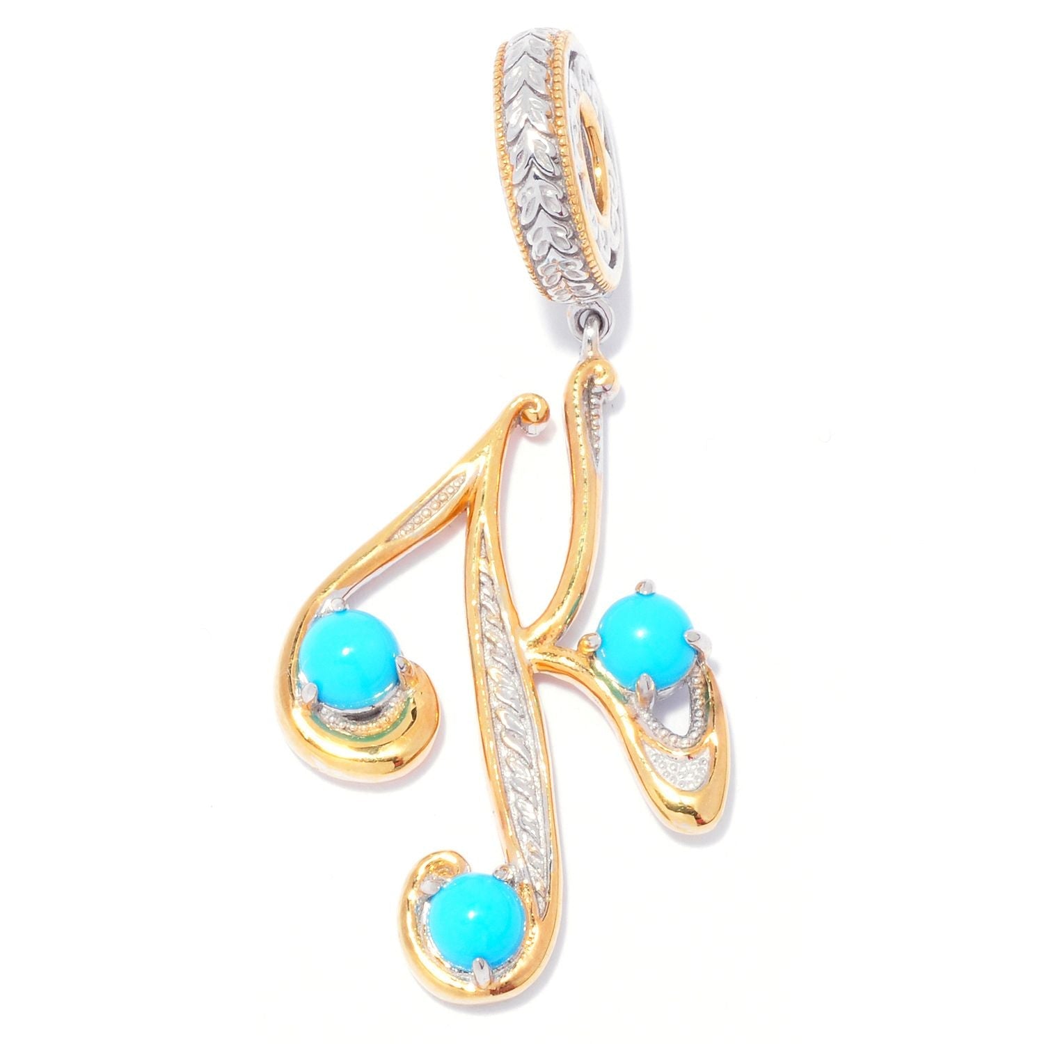 Gems en Vogue 0.81ctw Sleeping Beauty Turquoise Choice of Initial Charm