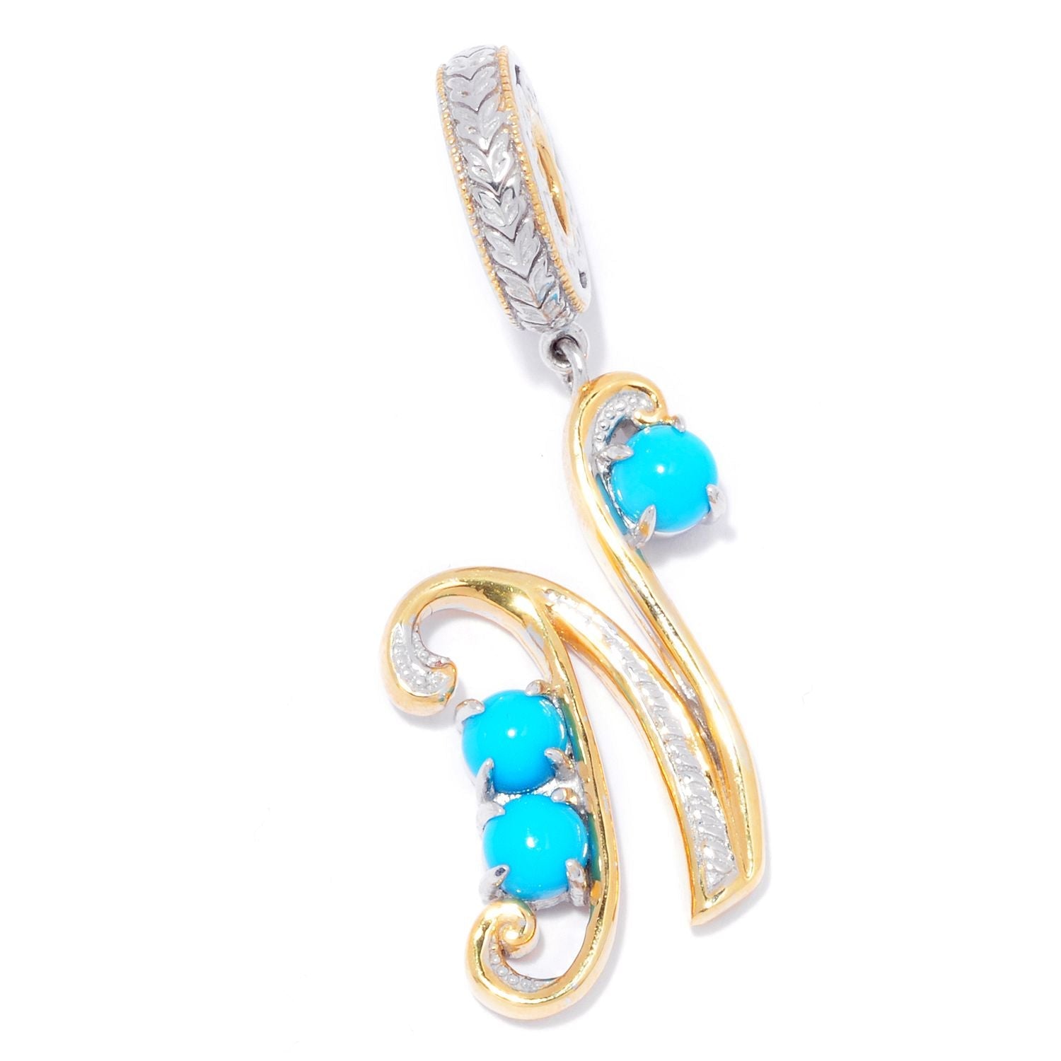 Gems en Vogue 0.81ctw Sleeping Beauty Turquoise Choice of Initial Charm