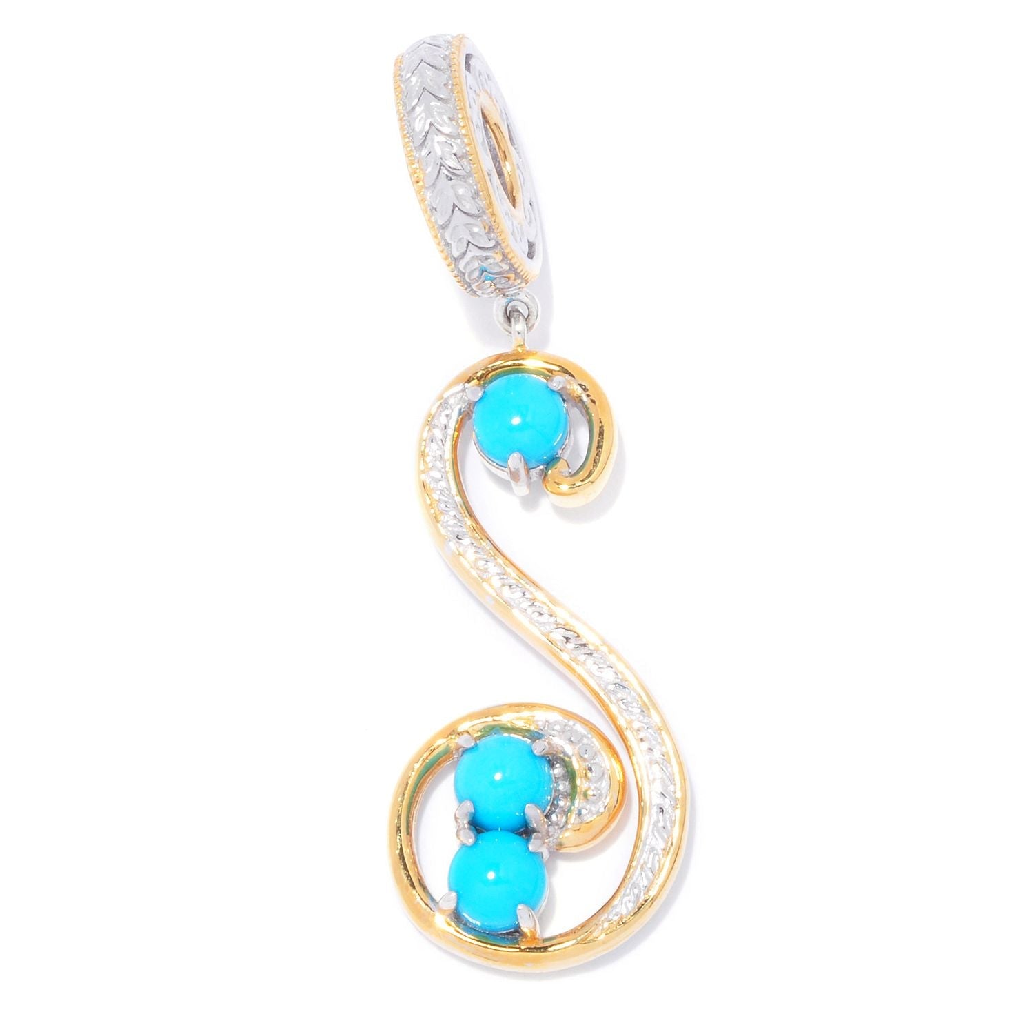 Gems en Vogue 0.81ctw Sleeping Beauty Turquoise Choice of Initial Charm