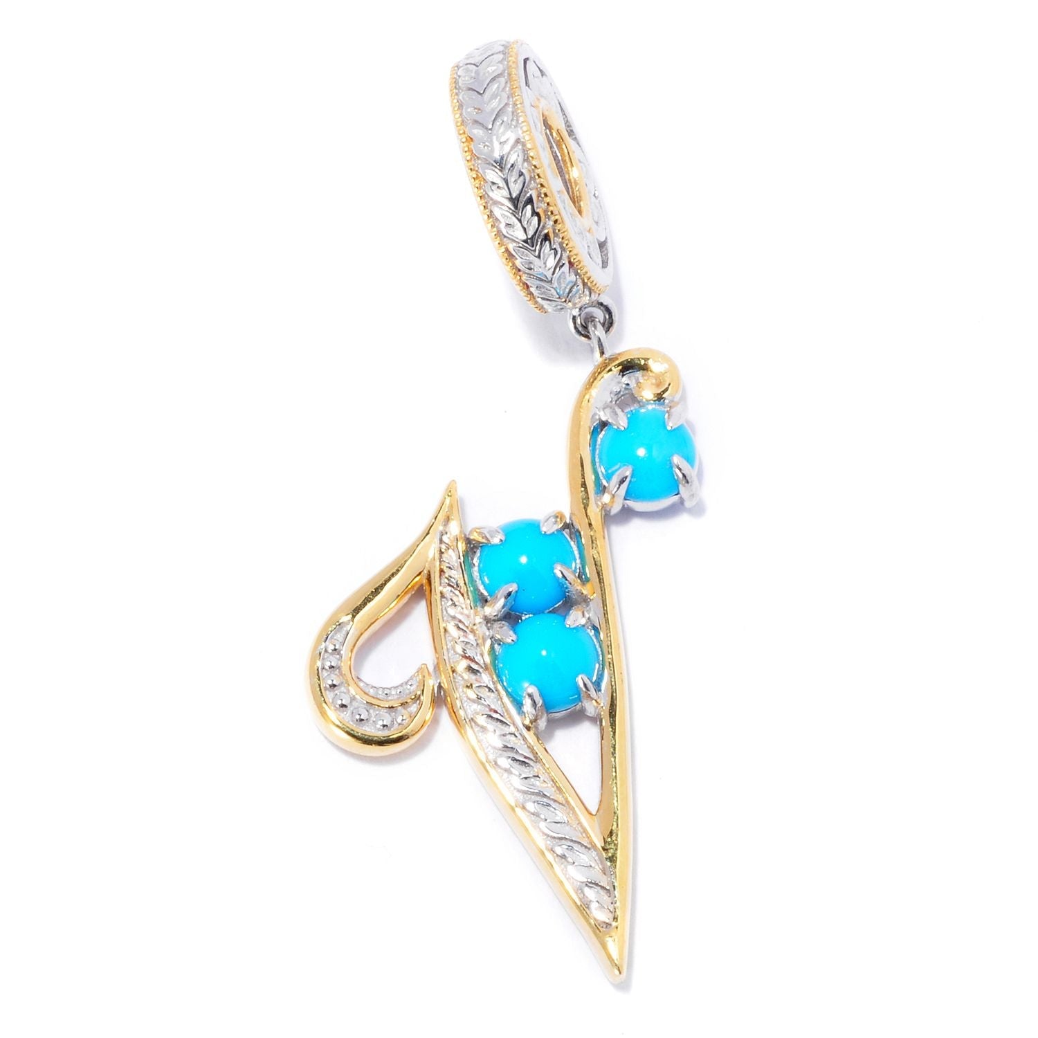 Gems en Vogue 0.81ctw Sleeping Beauty Turquoise Choice of Initial Charm