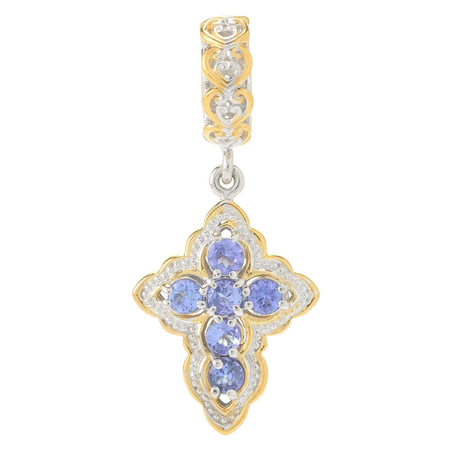 Gems en Vogue 24K Palladium Silver 0.48ctw Tanzanite Cross Drop Charm