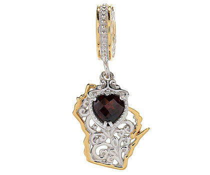 Gems en Vogue 1.0ctw Garnet Heart & United States Drop Charm