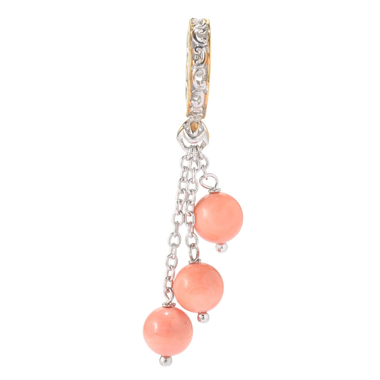 Gems en Vogue Choice of Color Coral Three-Bead Drop Charm Pendant