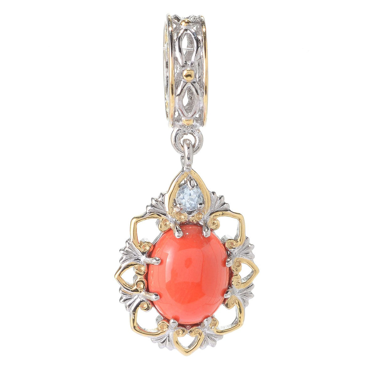 Gems en Vogue Breloque pendante en corail blanc et topaze bleu ciel