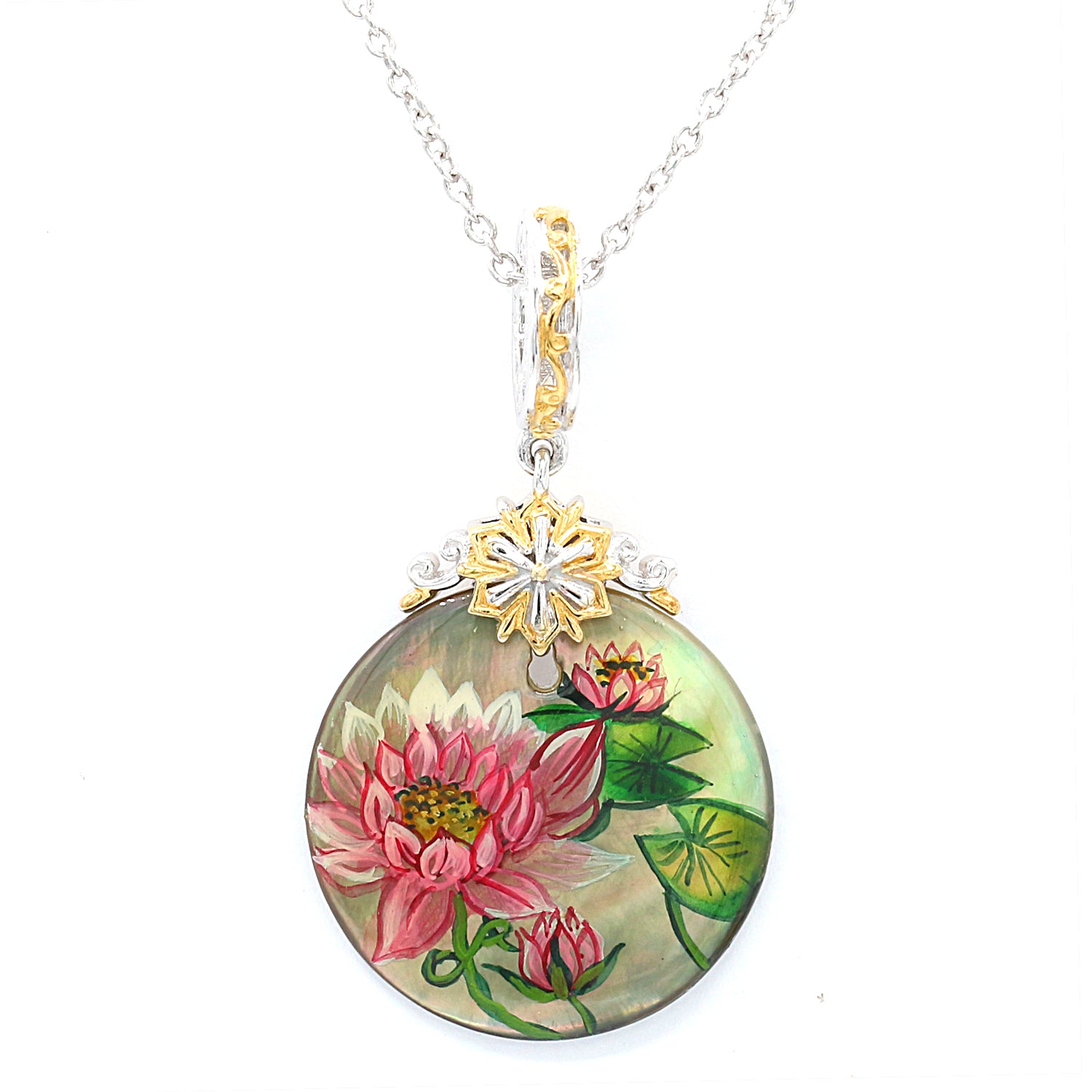 Gems en Vogue Painted Shell Christmas Snowflake Pendant