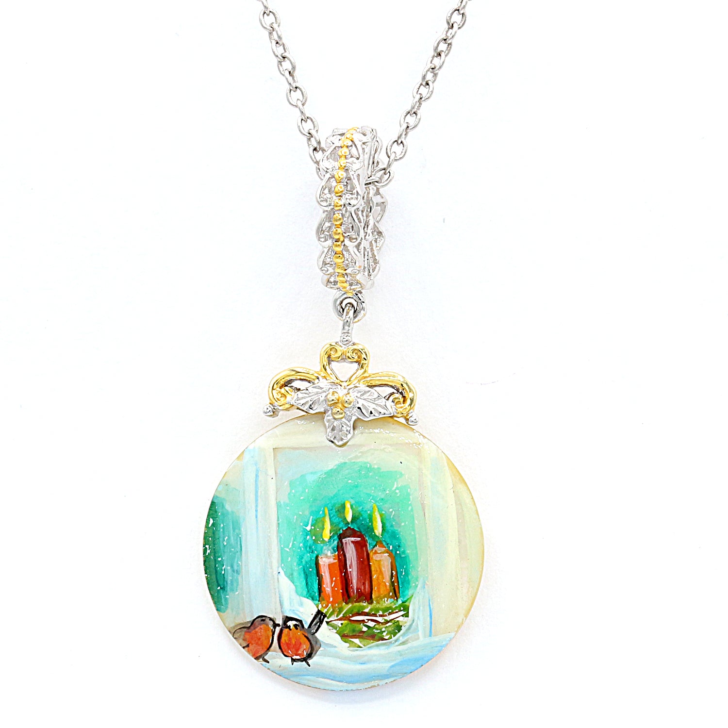 Gems en Vogue Hand Painted Shell Christmas Charm/Pendant