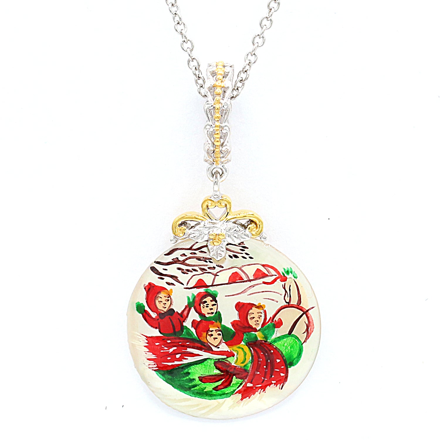 Gems en Vogue Hand Painted Shell Christmas Charm/Pendant