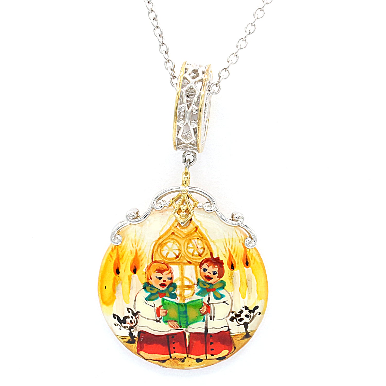 Gems en Vogue Painted Shell Christmas Pendant