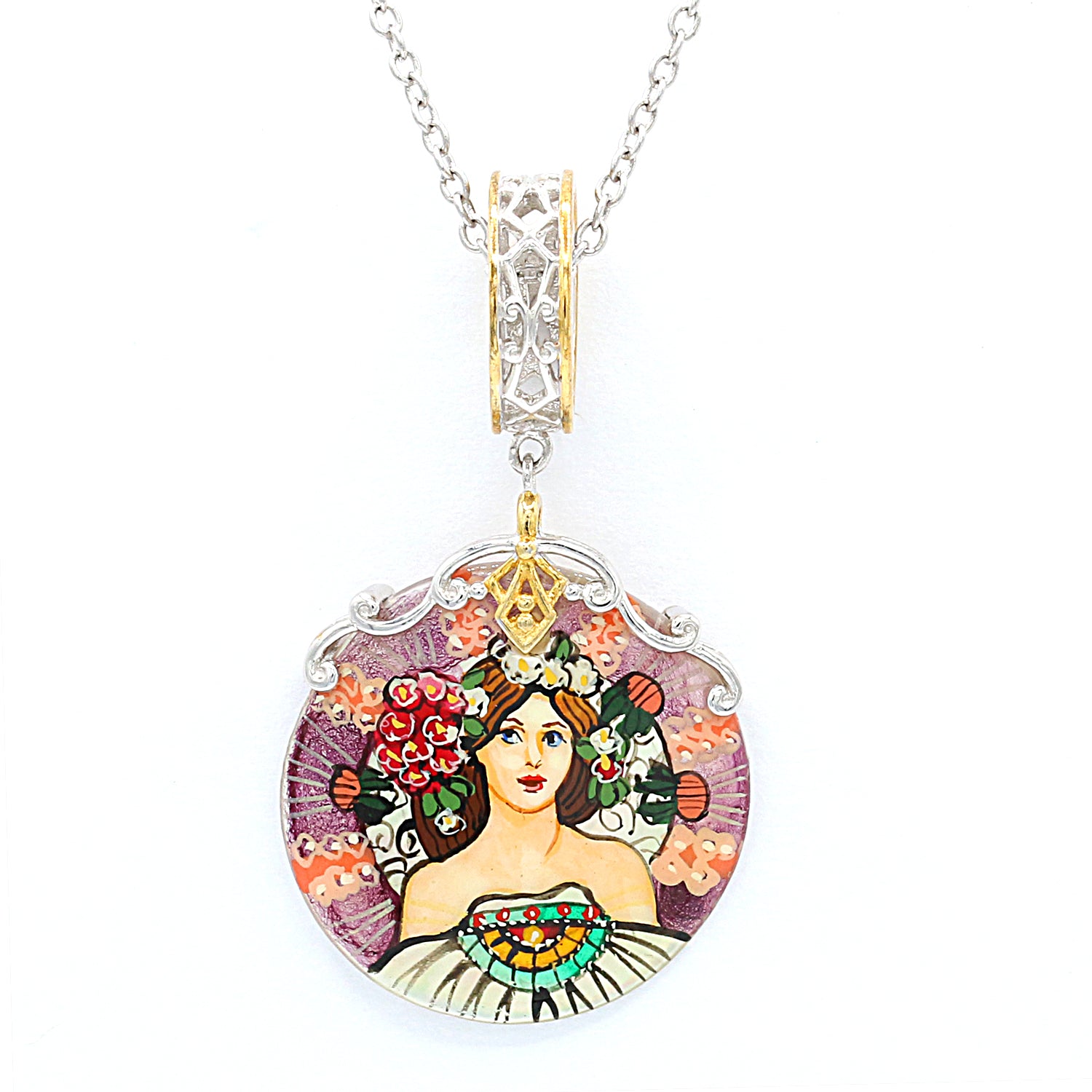 Gems en Vogue Painted Shell Christmas Pendant