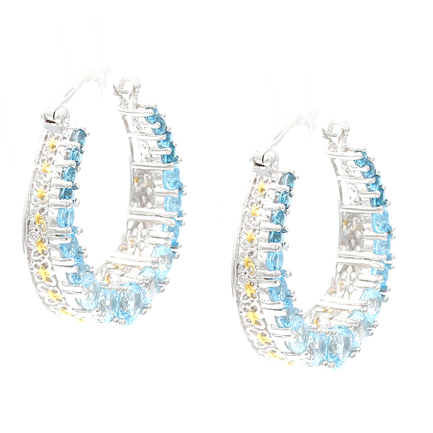 Gems en Vogue 5.64ctw Sky and London Blue Topaz Hoop Earrings