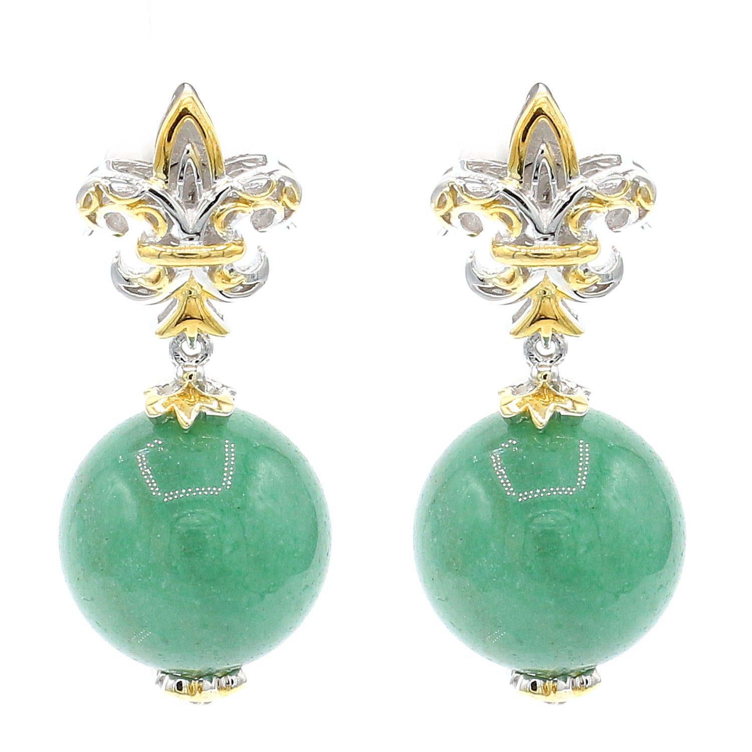 Gems en Vogue Green Aventurine Bead Drop Earrings