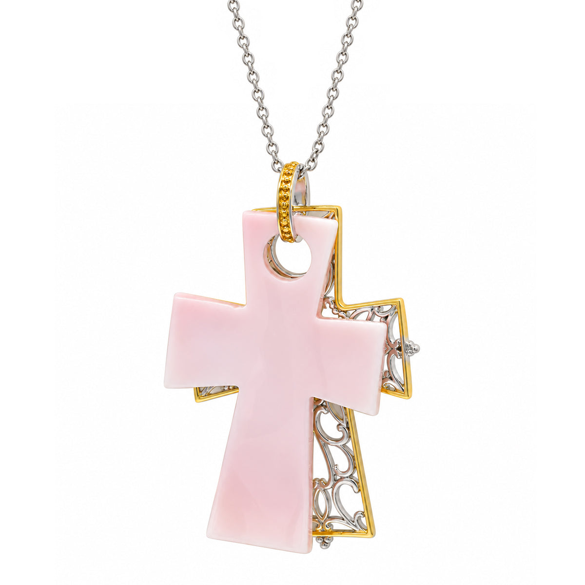 Pendentif fleur en coquillage de conque rose Gems en Vogue