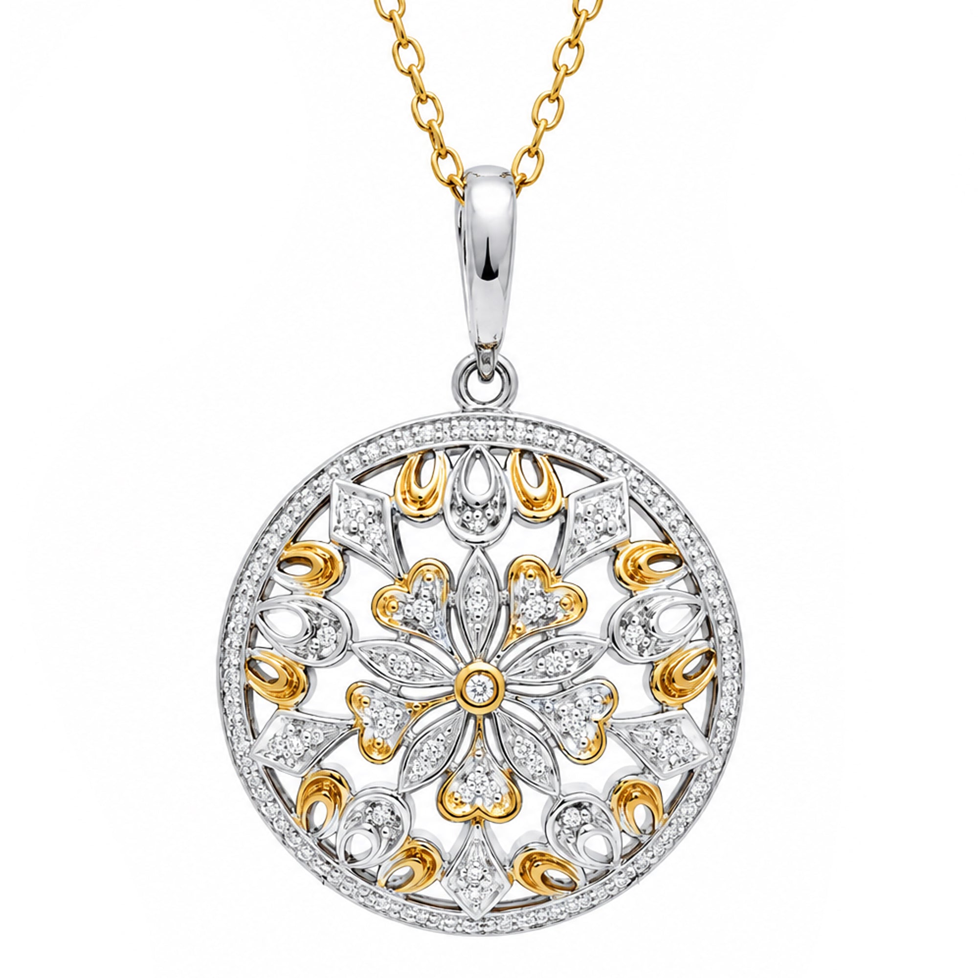 Gems en Vogue 24K Palladium Silver 0.25ctw Diamond Medallion Enhancer Pendant
