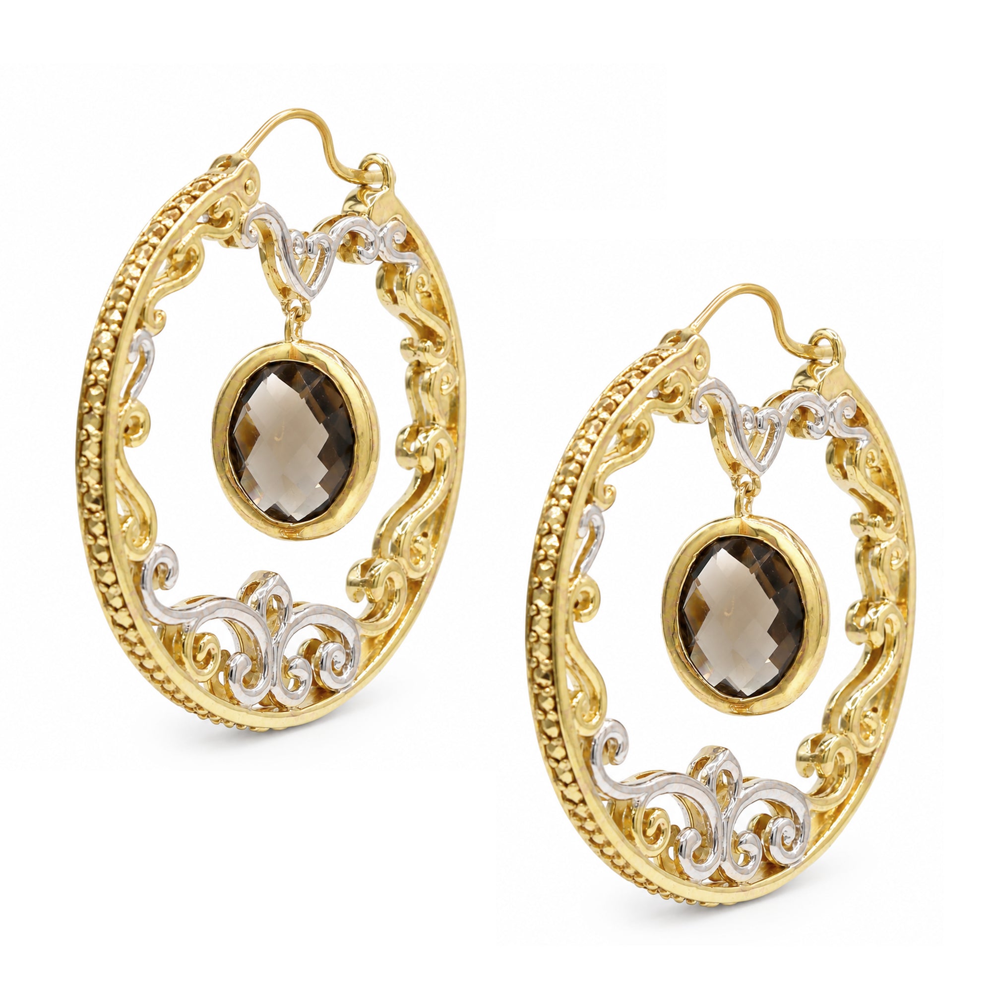 Boucles d'oreilles clous carrées Gems en Vogue en quartz fumé de 1,80 carats