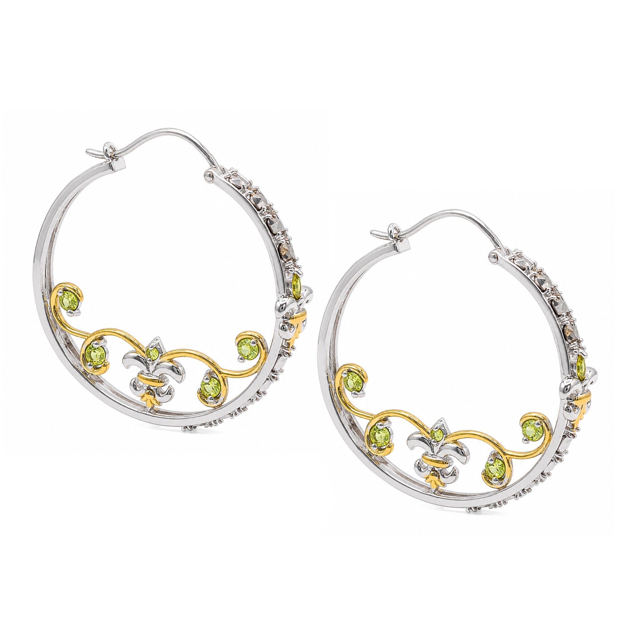 Gems en Vogue Boucles d'oreilles clous Péridot et Topaze Blanche 2,76 carats, Pierre de naissance du mois d'août