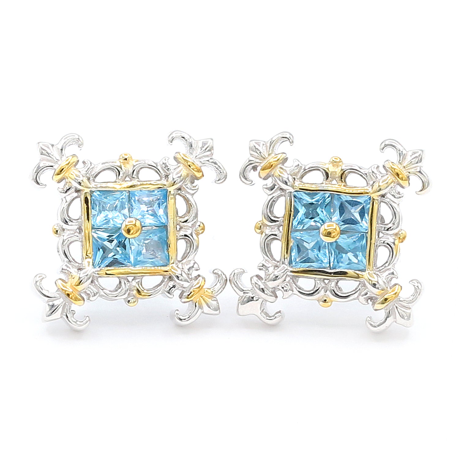 Gems en Vogue 1.12ctw Swiss Blue Topaz Stud Earrings