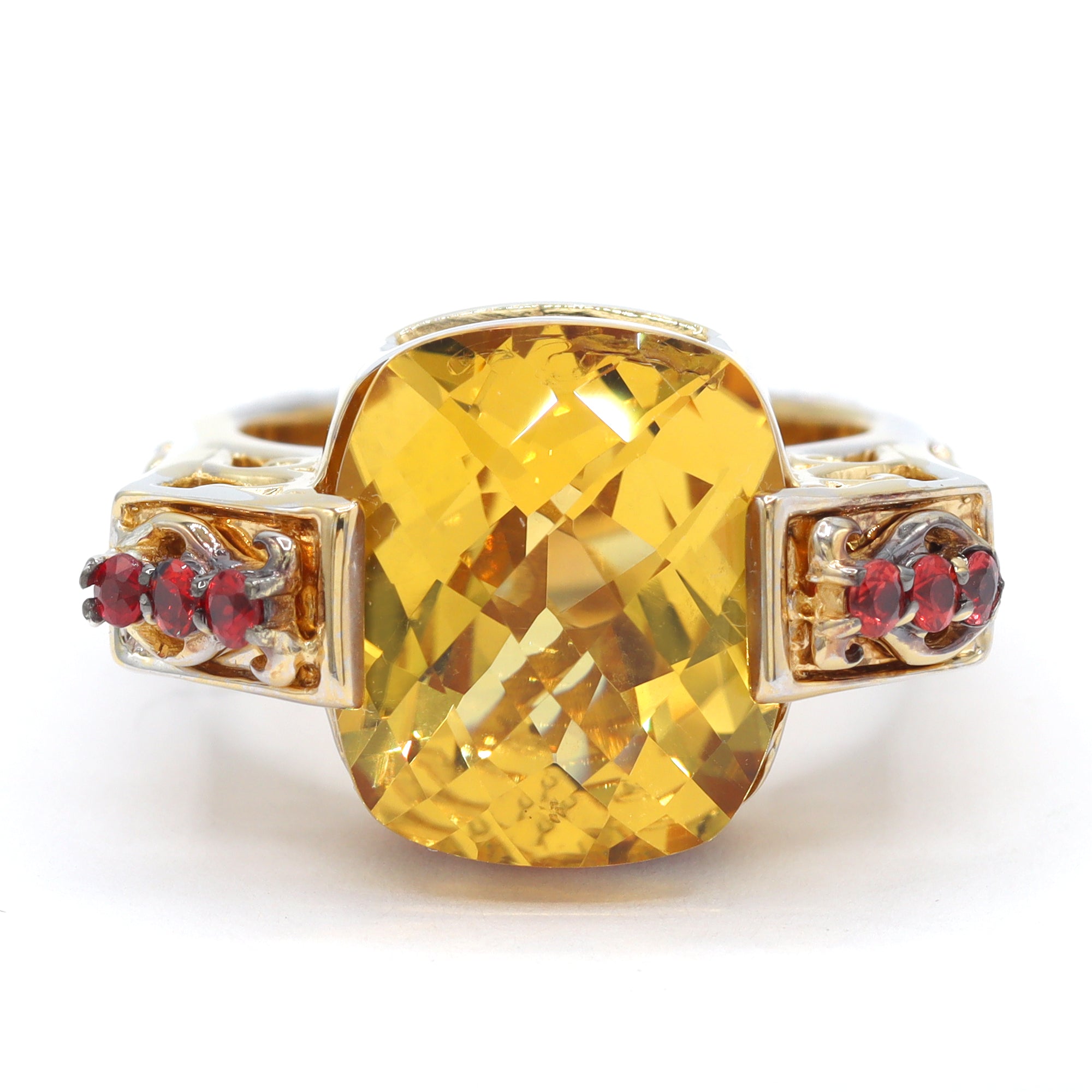 Gems en Vogue 24K Palladium Silver 9.05ctw Citrine Garnet & Orange Sapphire Ring