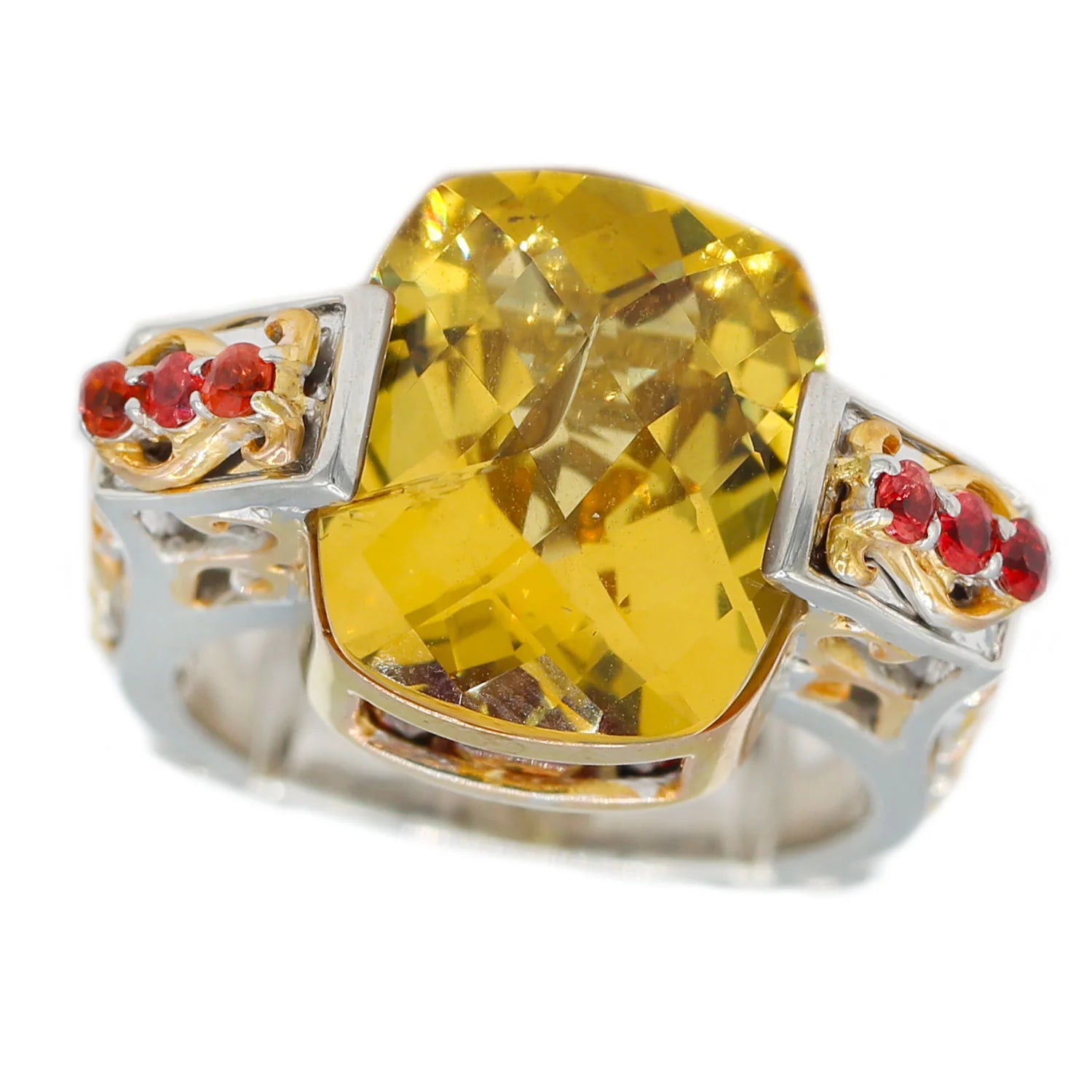 Gems en Vogue 9.05ctw Citrine Garnet & Orange Sapphire Ring