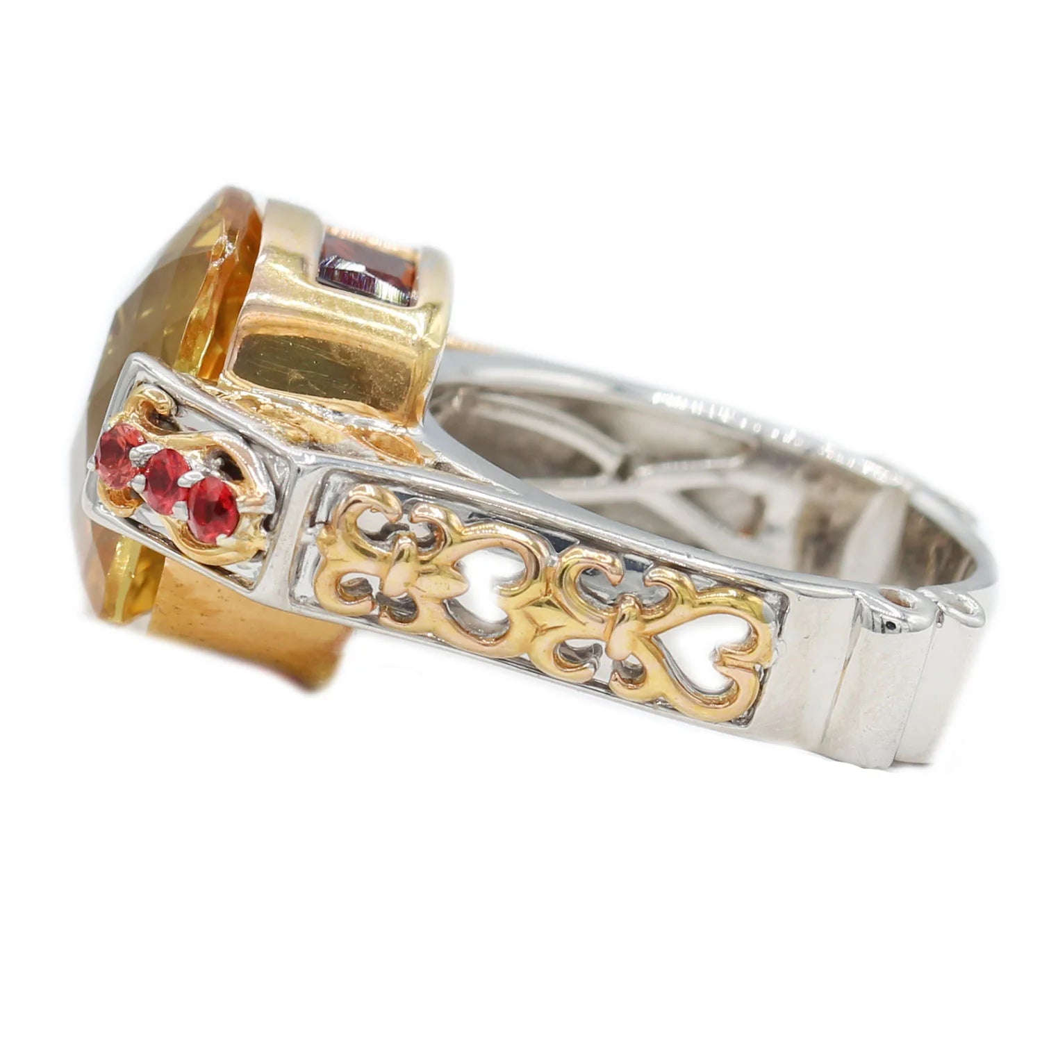 Gems en Vogue 9.05ctw Citrine Garnet & Orange Sapphire Ring