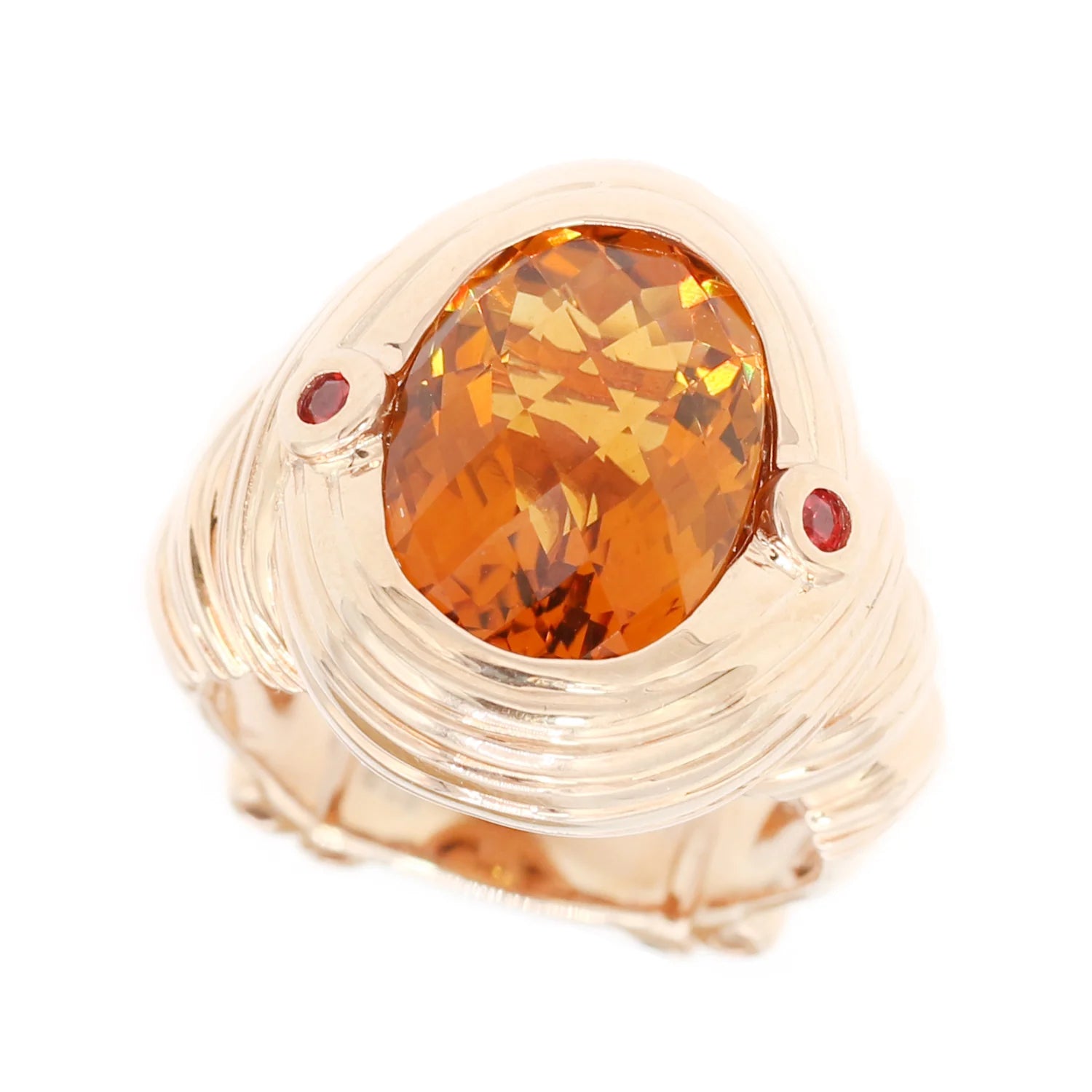 Gems en Vogue 5.08ctw Madeira Citrine & Orange Sapphire Ring