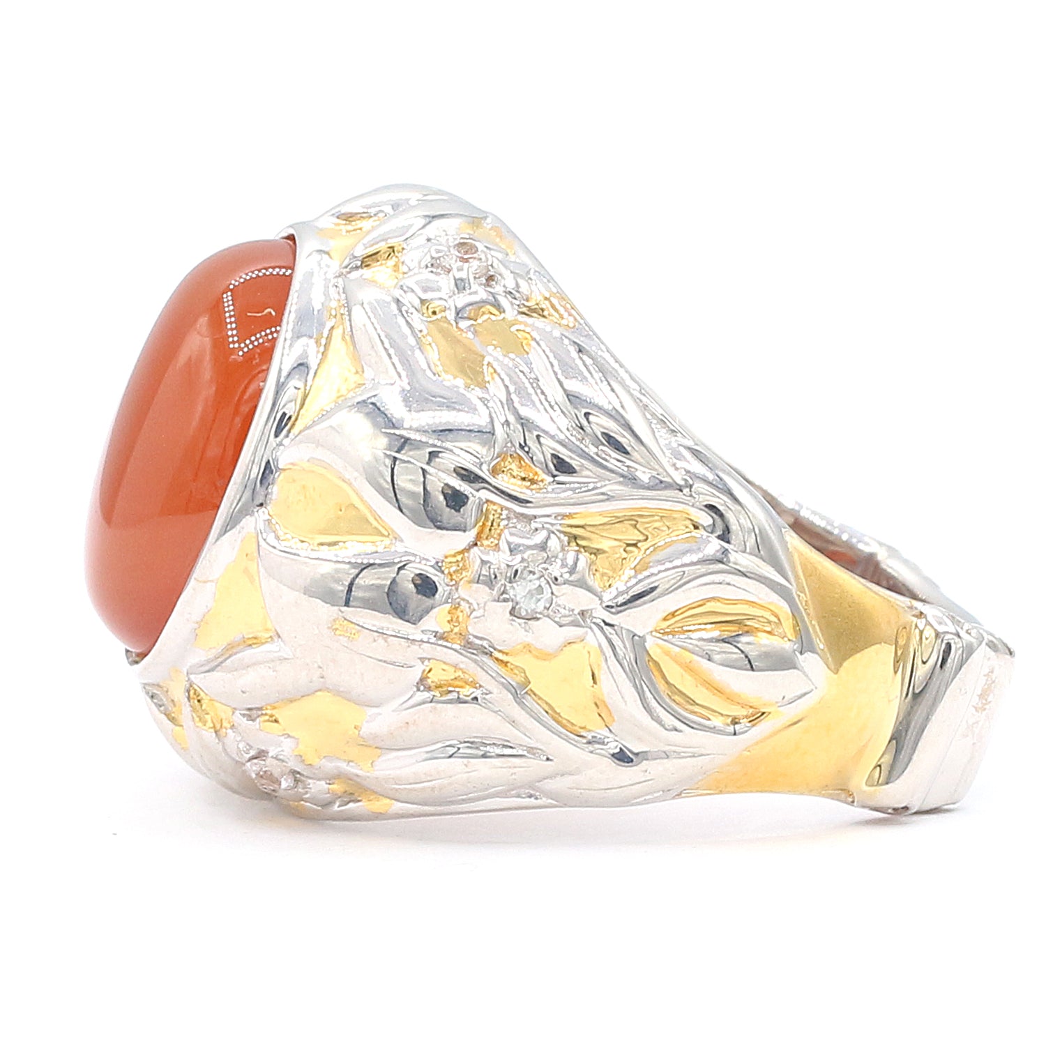 Gems en Vogue Carnelian and White Sapphire Ring
