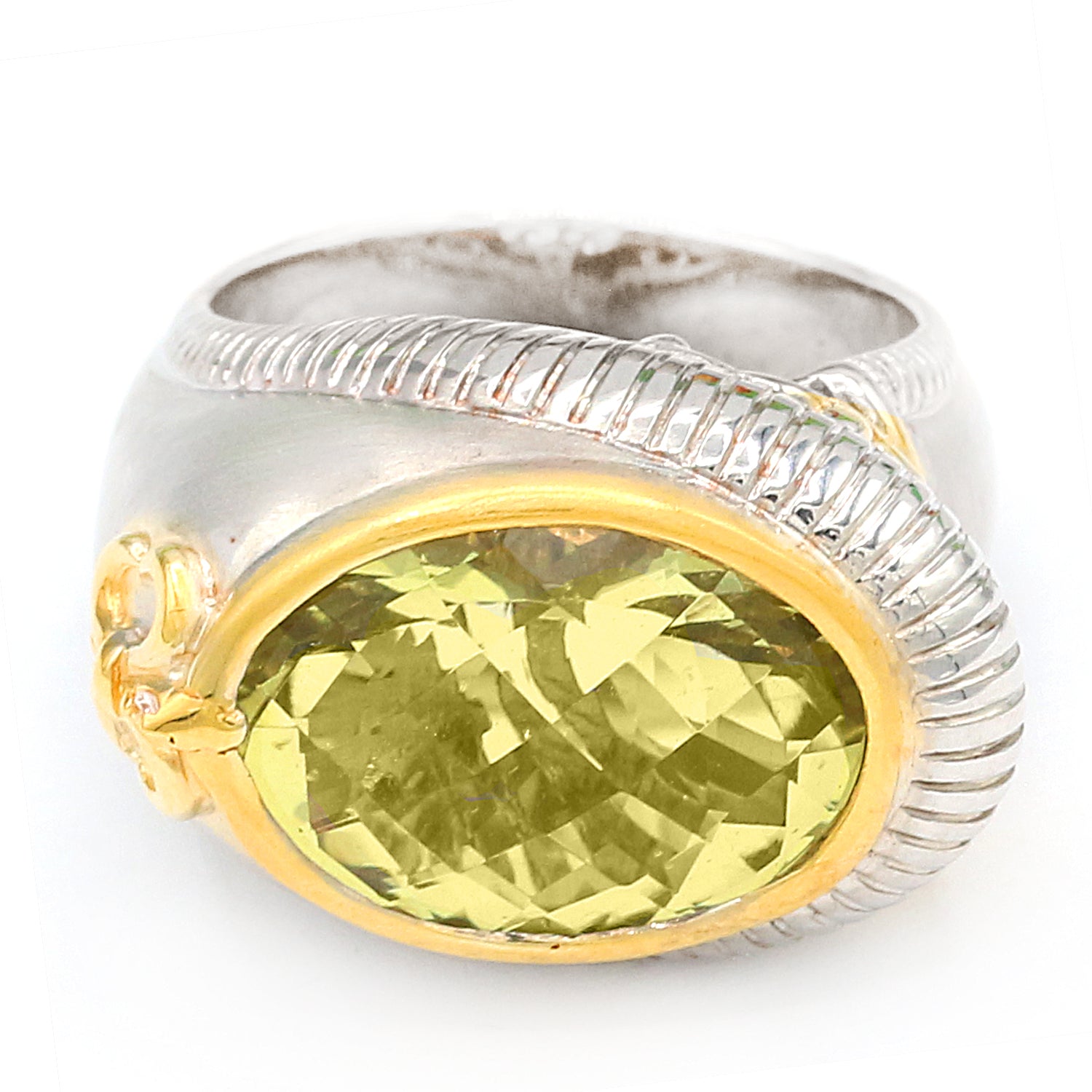 NEW Gems en Vogue 9.02ctw Ouro Verde & Diamond Ring