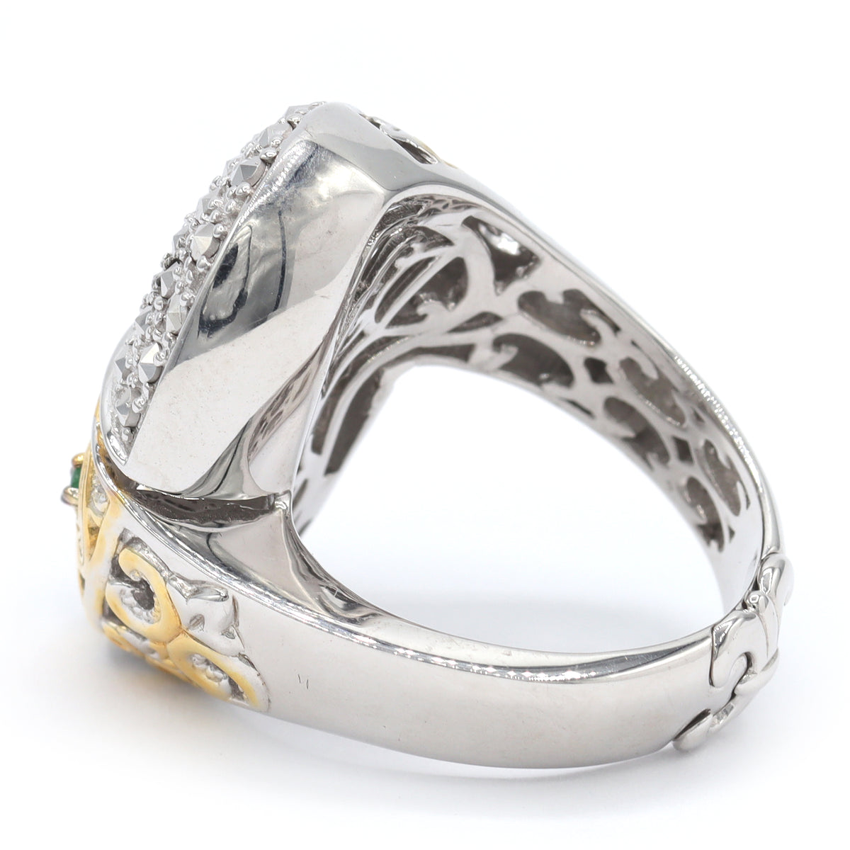 Bague fleur Gems en Vogue avec zircon blanc et émeraude Grizzly 2,90 carats