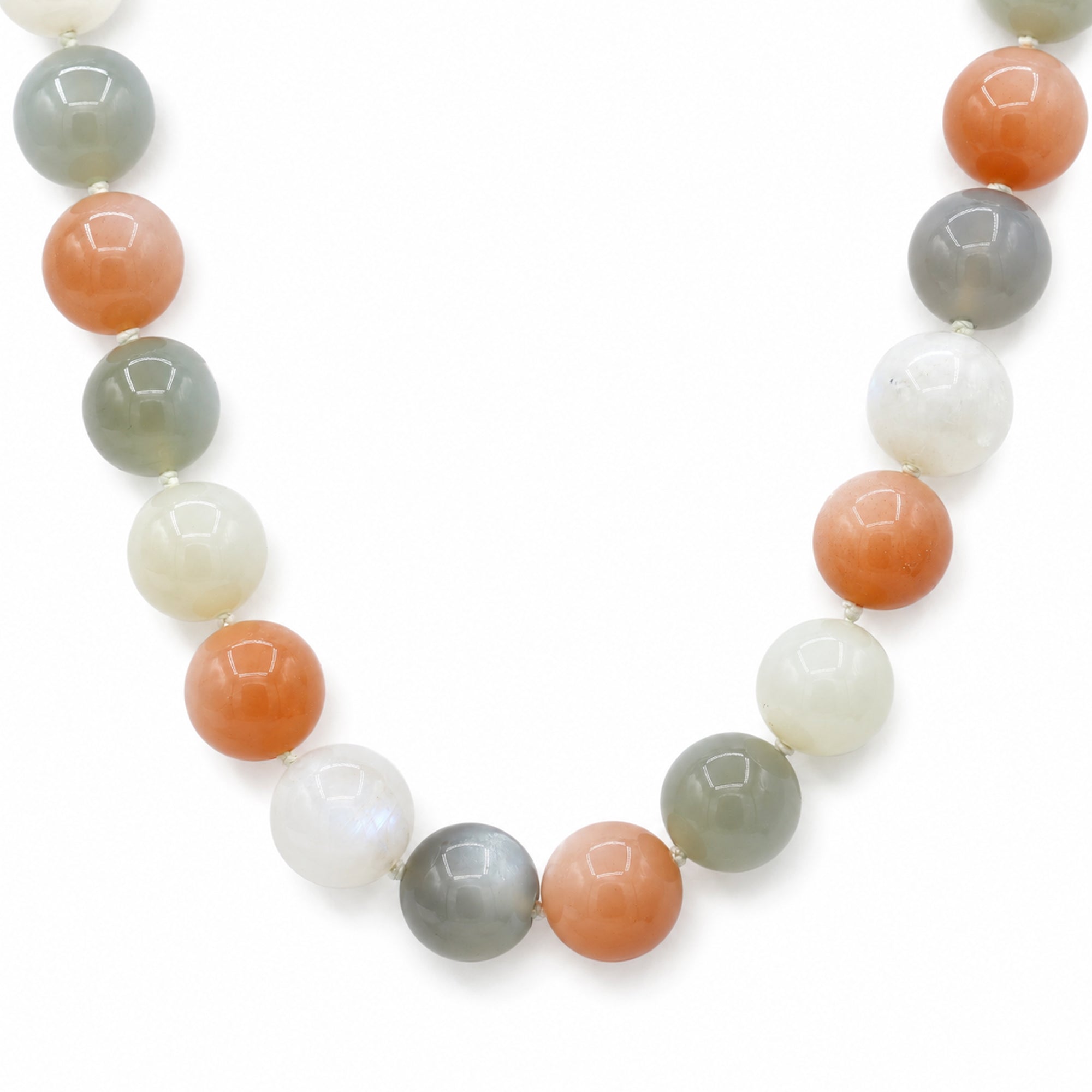 Gems en Vogue 24K Palladium Silver Multi Color Moonstone Bead Toggle Necklace