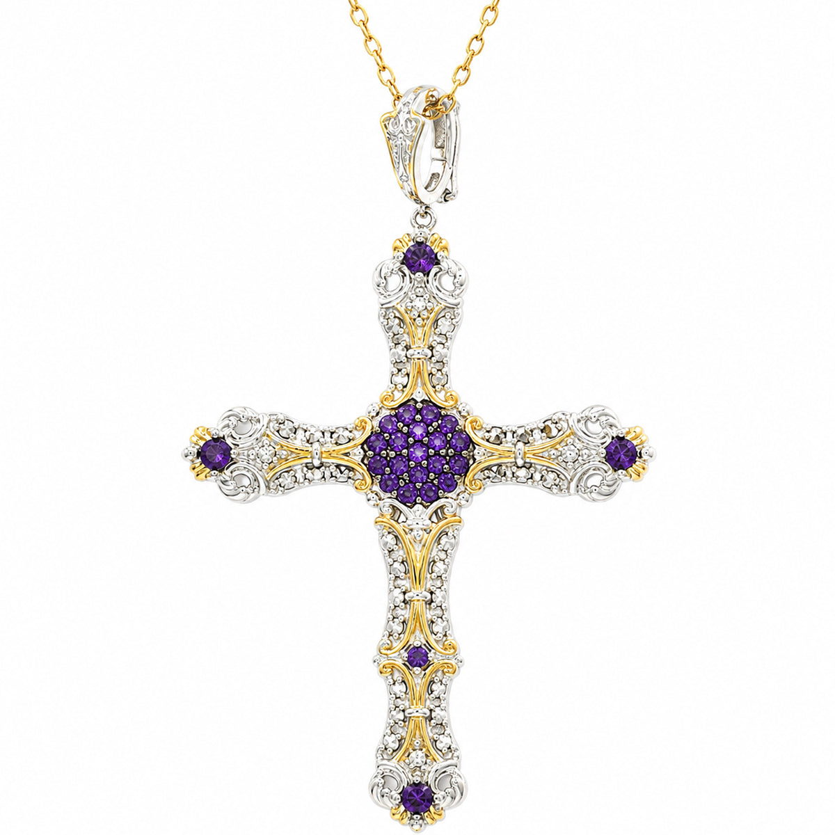 Pendentif auréole Gems en Vogue en améthyste Rio Grande trillion et zircon blanc 5,67 carats