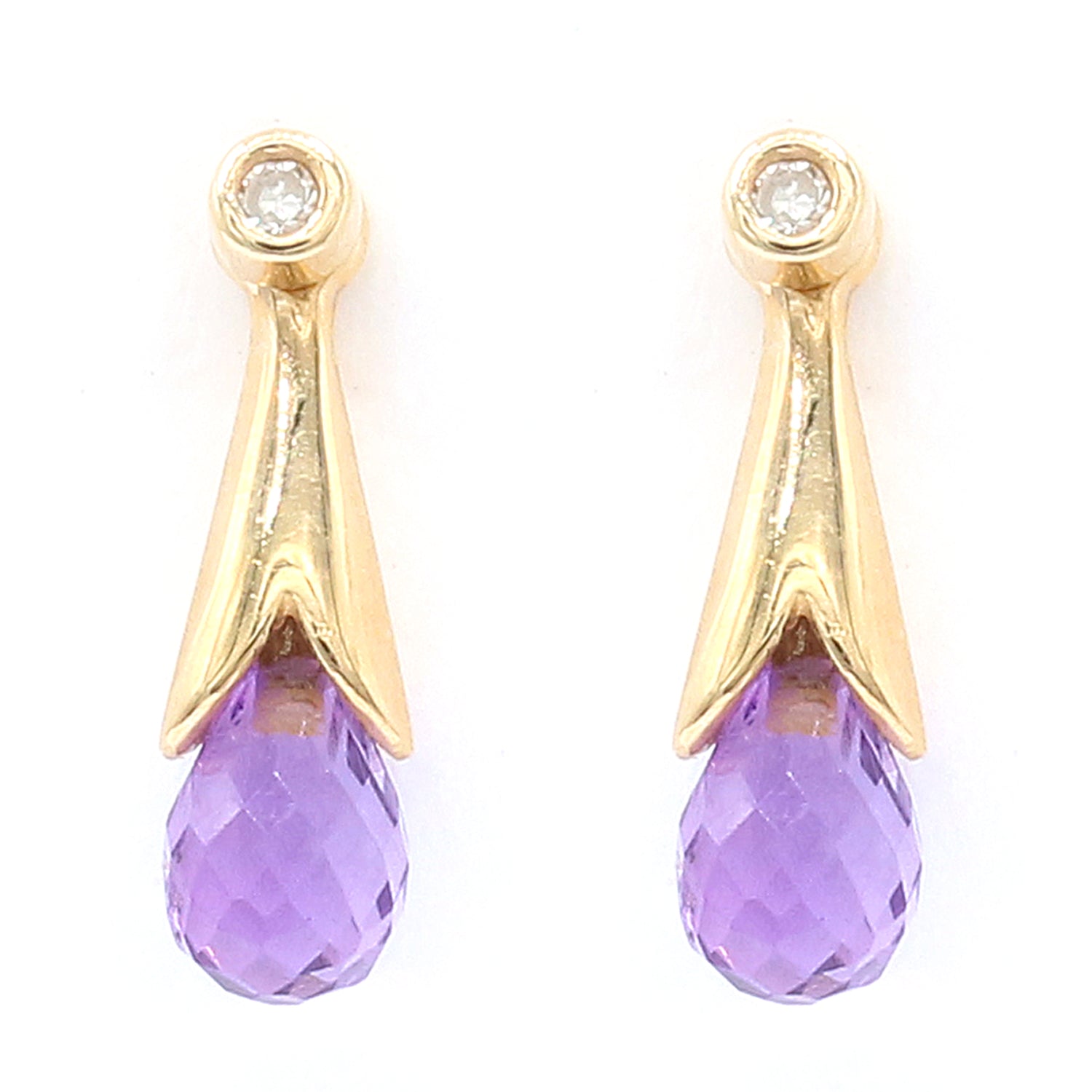 Golden Jewel Choice of 14K or 10K Gold Gemstone & Diamond Earrings