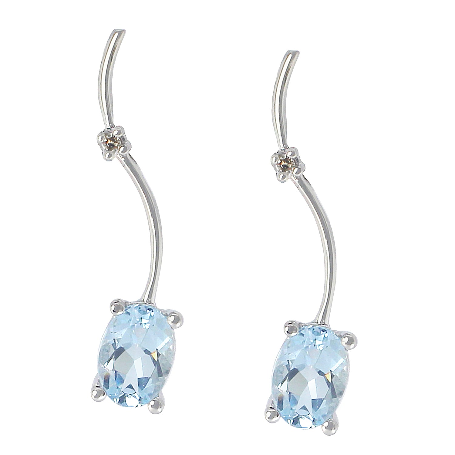 Golden Jewel 14K White Gold 1.52ctw Aquamarine & Diamond Earrings