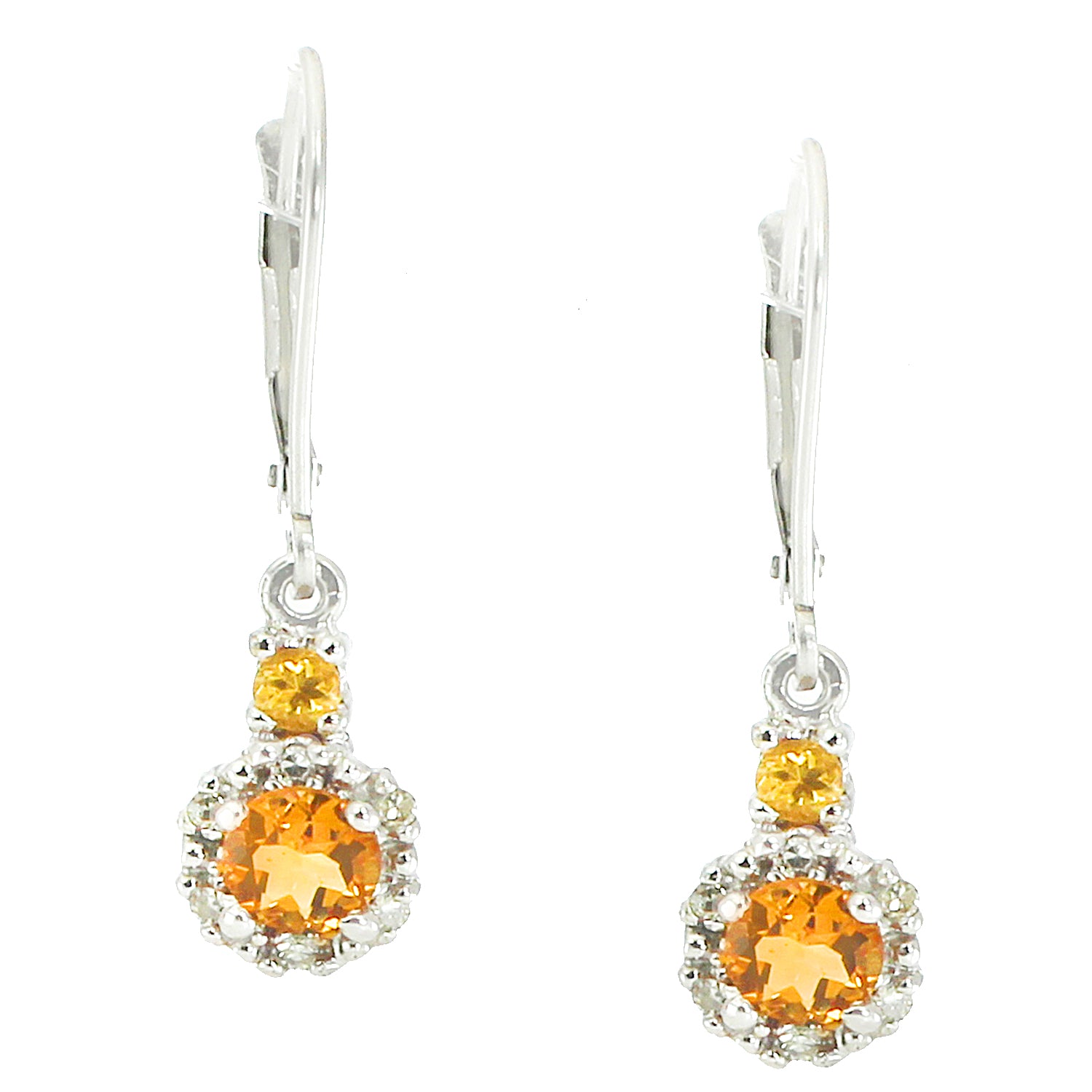 Golden Jewel 10K White Gold 1.23ctw Citrine & Diamond Drop Earrings