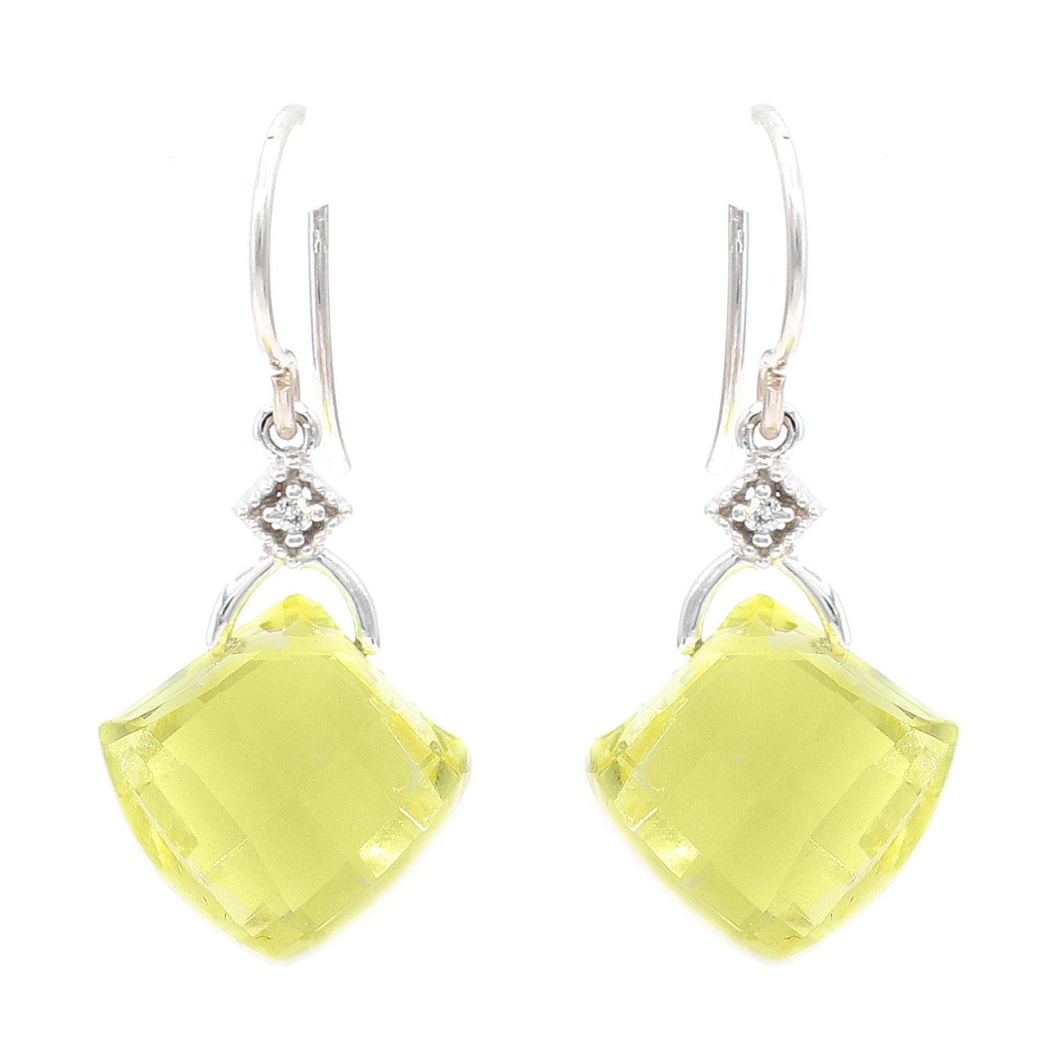 Golden Jewel 14K White Gold 10.44ctw Ouro Verde & Diamond Drop Earrings