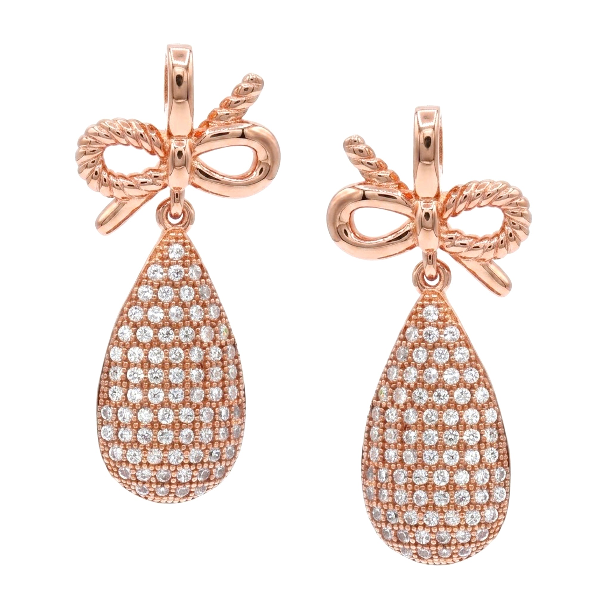 Signity Sterling Silver Cubic Zirconia Bow Earrings