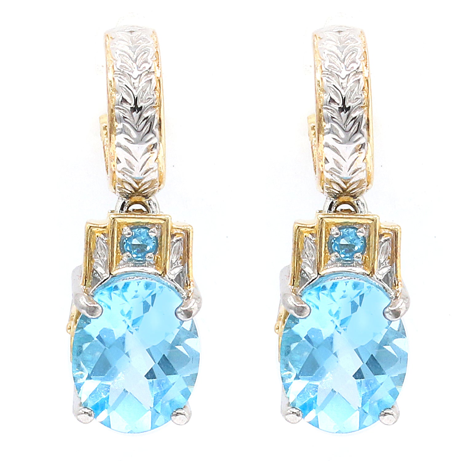 Gems en Vogue 7.40ctw Sky & Swiss Blue Topaz Earrings