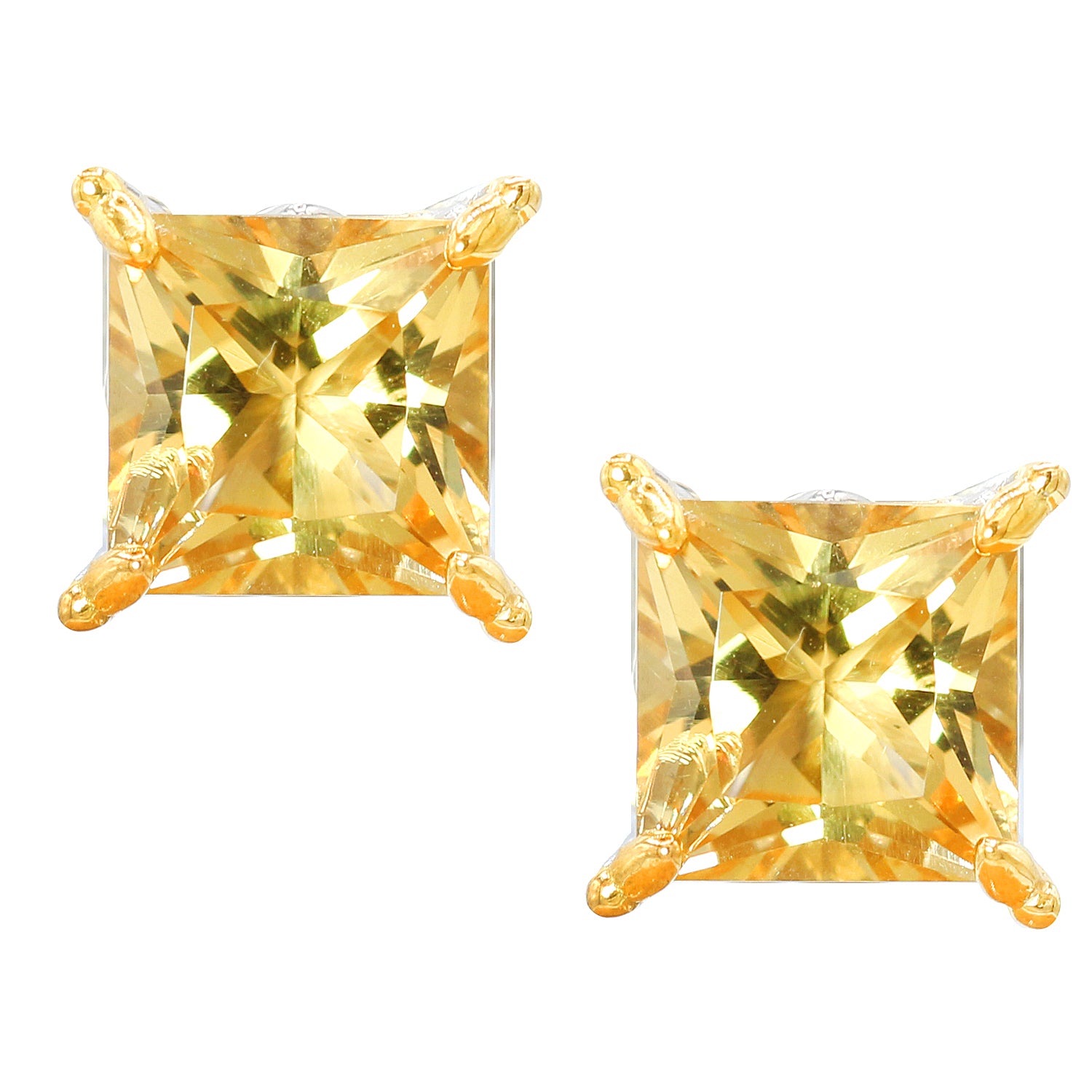 Gems en Vogue 4.00ctw Yellow Citrine Stud Earrings