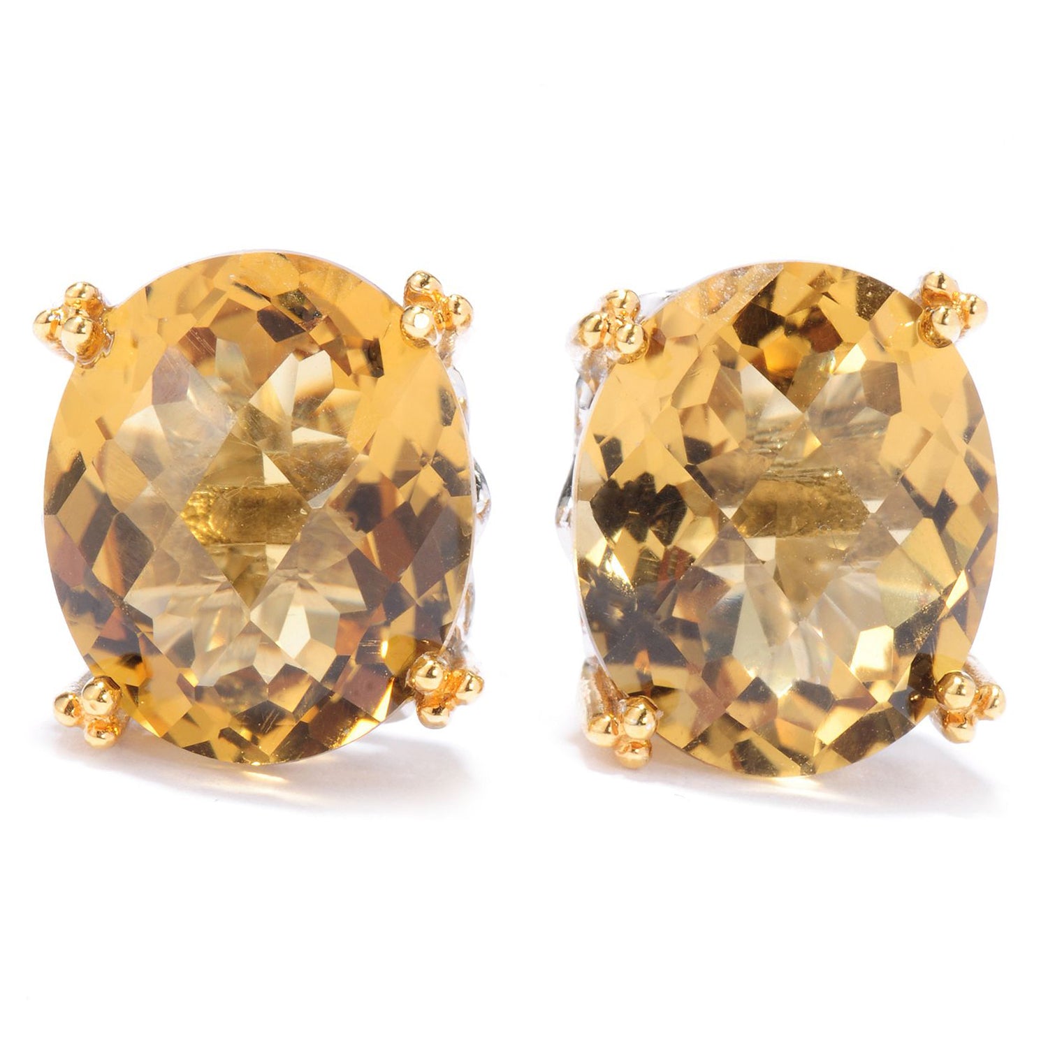 Gems en Vogue 9.60ctw Zambian Citrine Stud Earrings