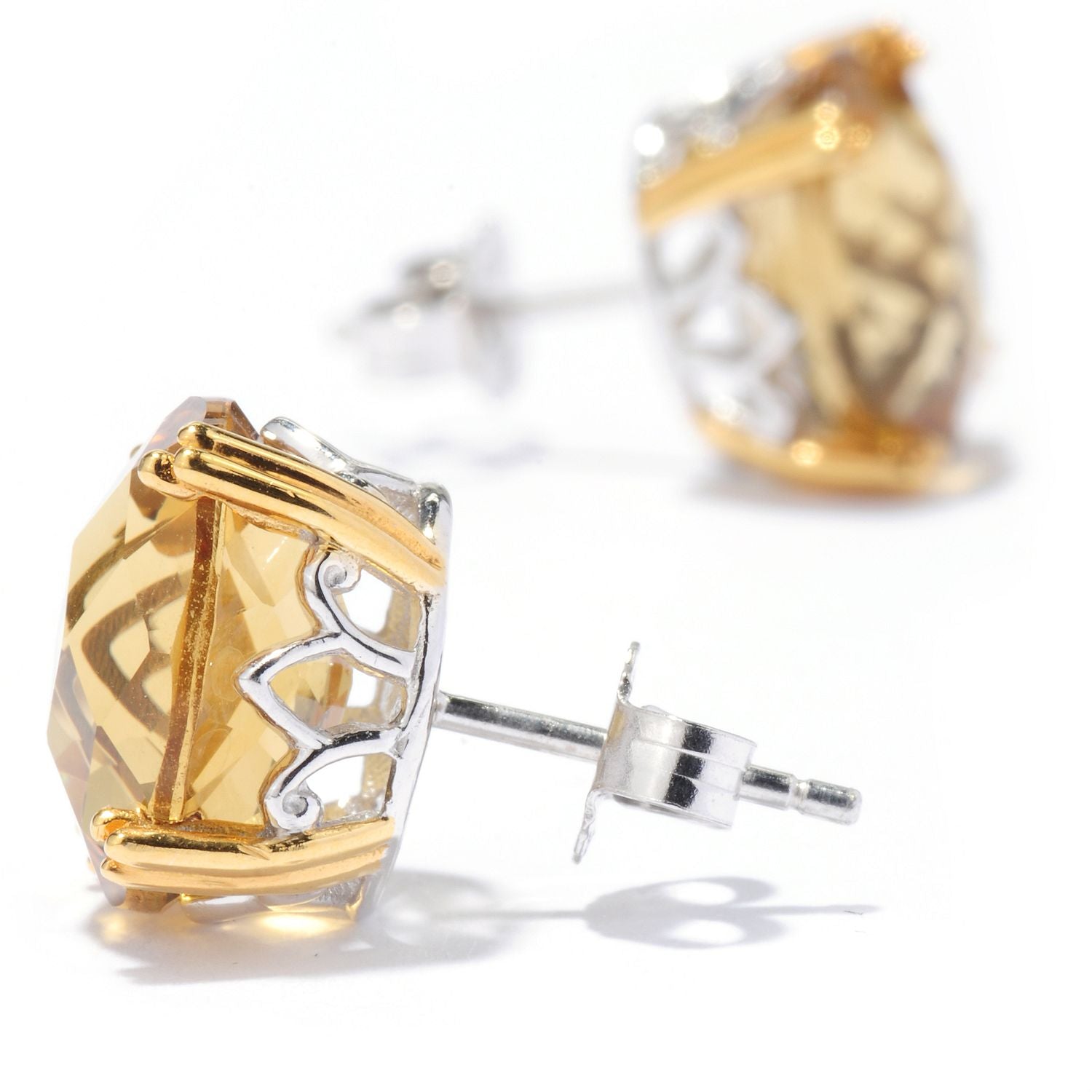 Gems en Vogue 9.60ctw Zambian Citrine Stud Earrings