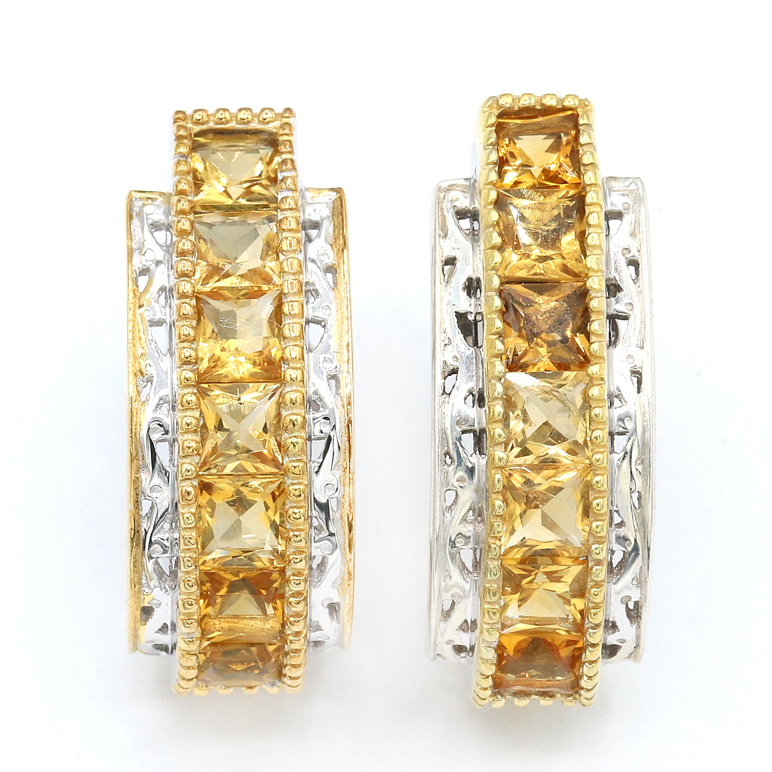 Gems en Vogue 2.24ctw Golden Citrine J-Hoop Earrings