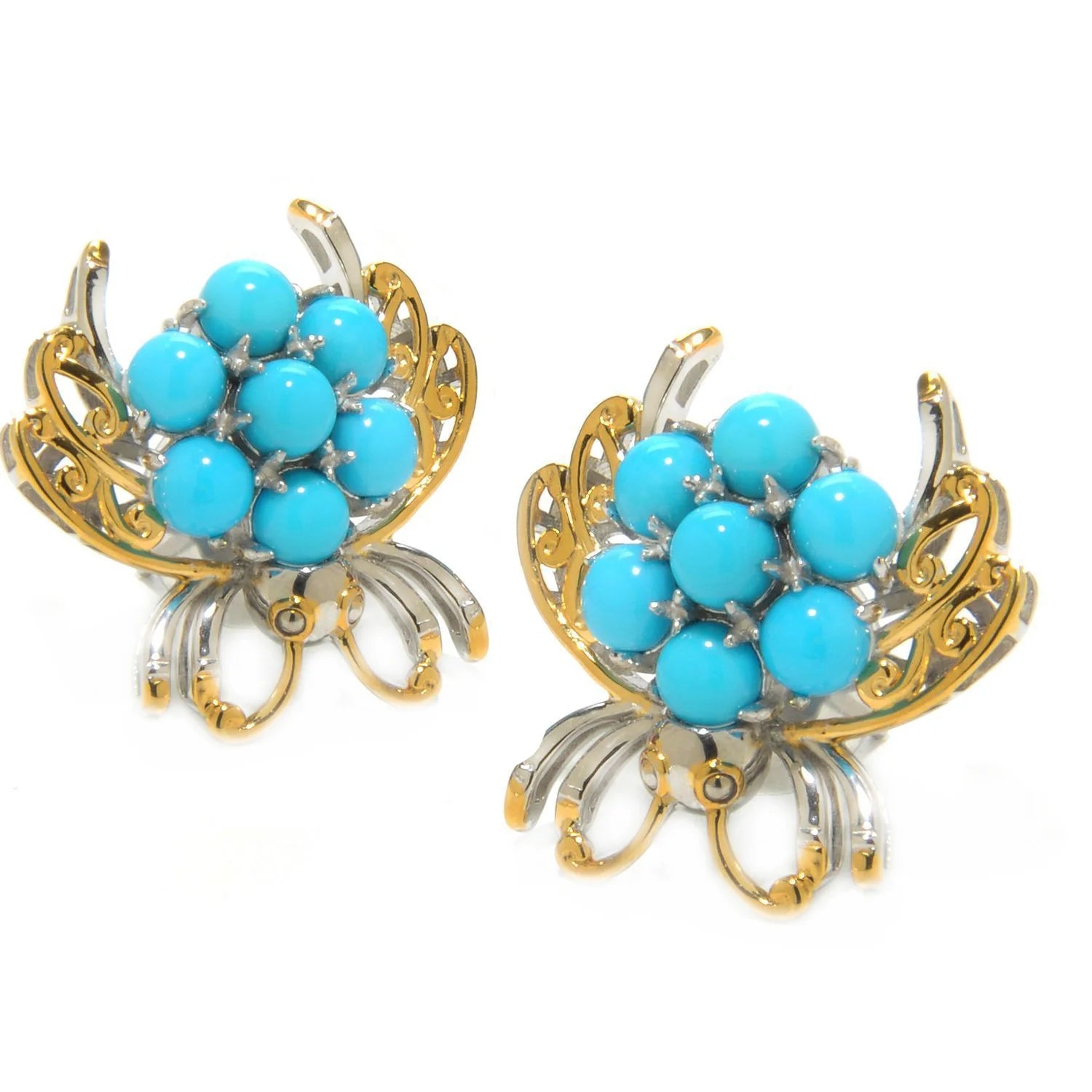 Gems en Vogue Sleeping Beauty Turquoise Critter Cluster Stud Earrings