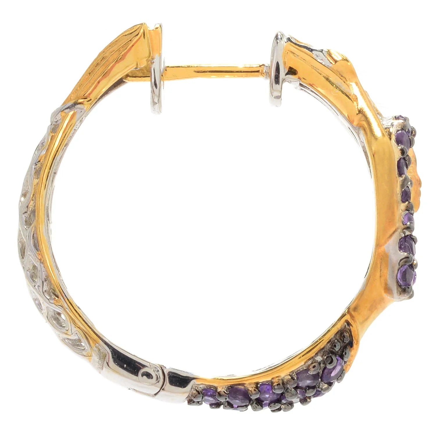 Gems en Vogue 1.26ctw African Amethyst Mermaid Hoop Earrings