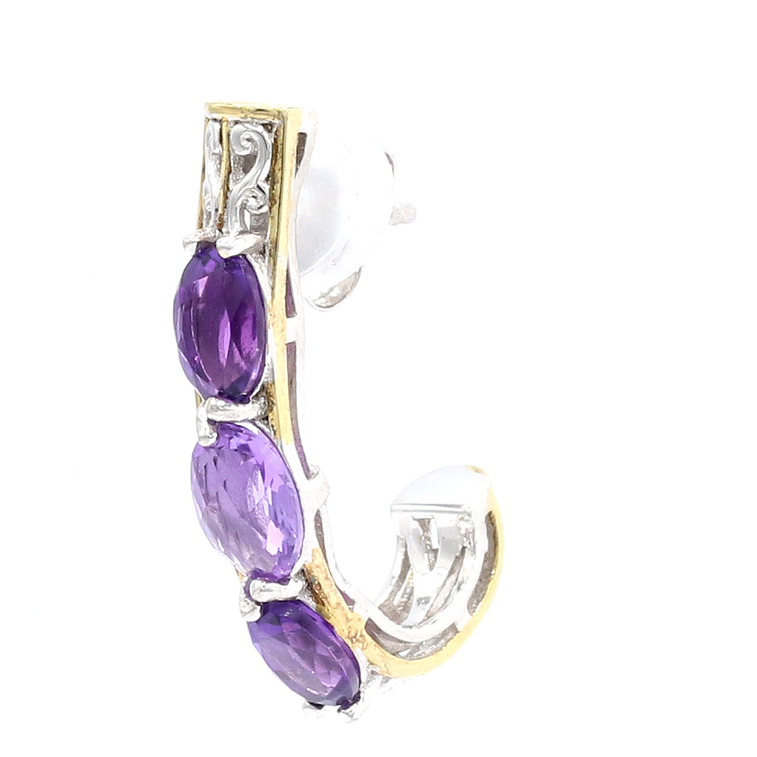 Gems en Vogue 3.08ctw African Amethyst Hoop Earrings