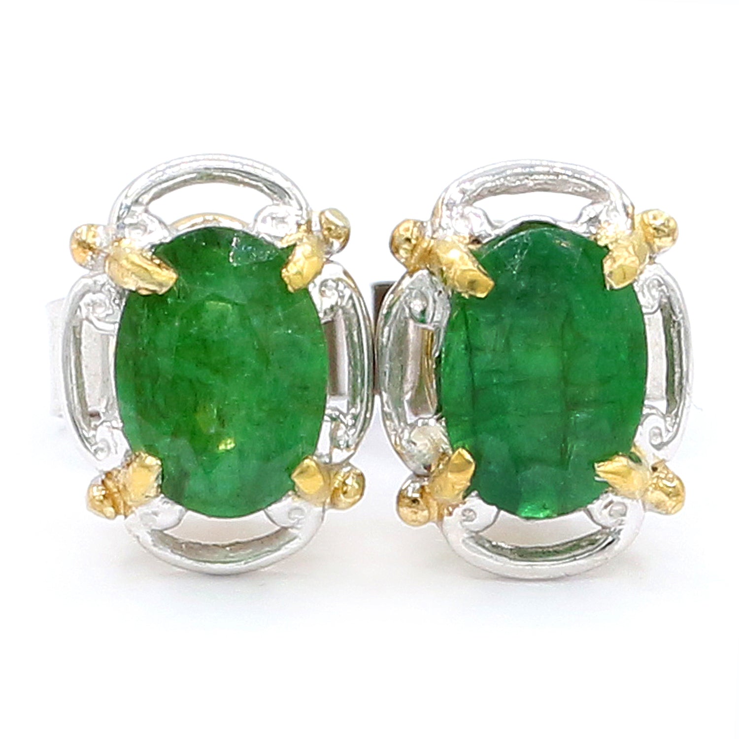 Gems en Vogue 1.56ctw Emerald Stud Earrings