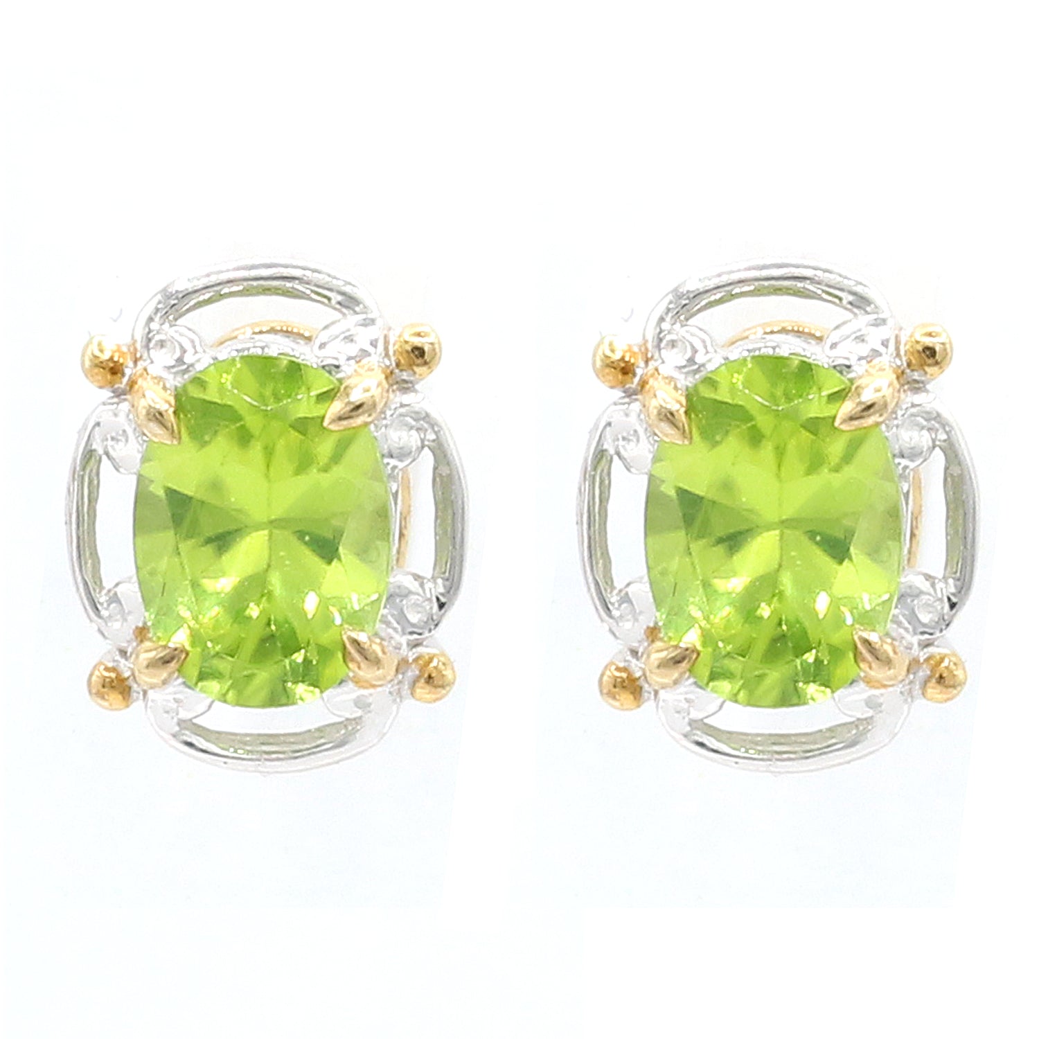Gems en Vogue 1.72ctw Oval Peridot Stud Earrings