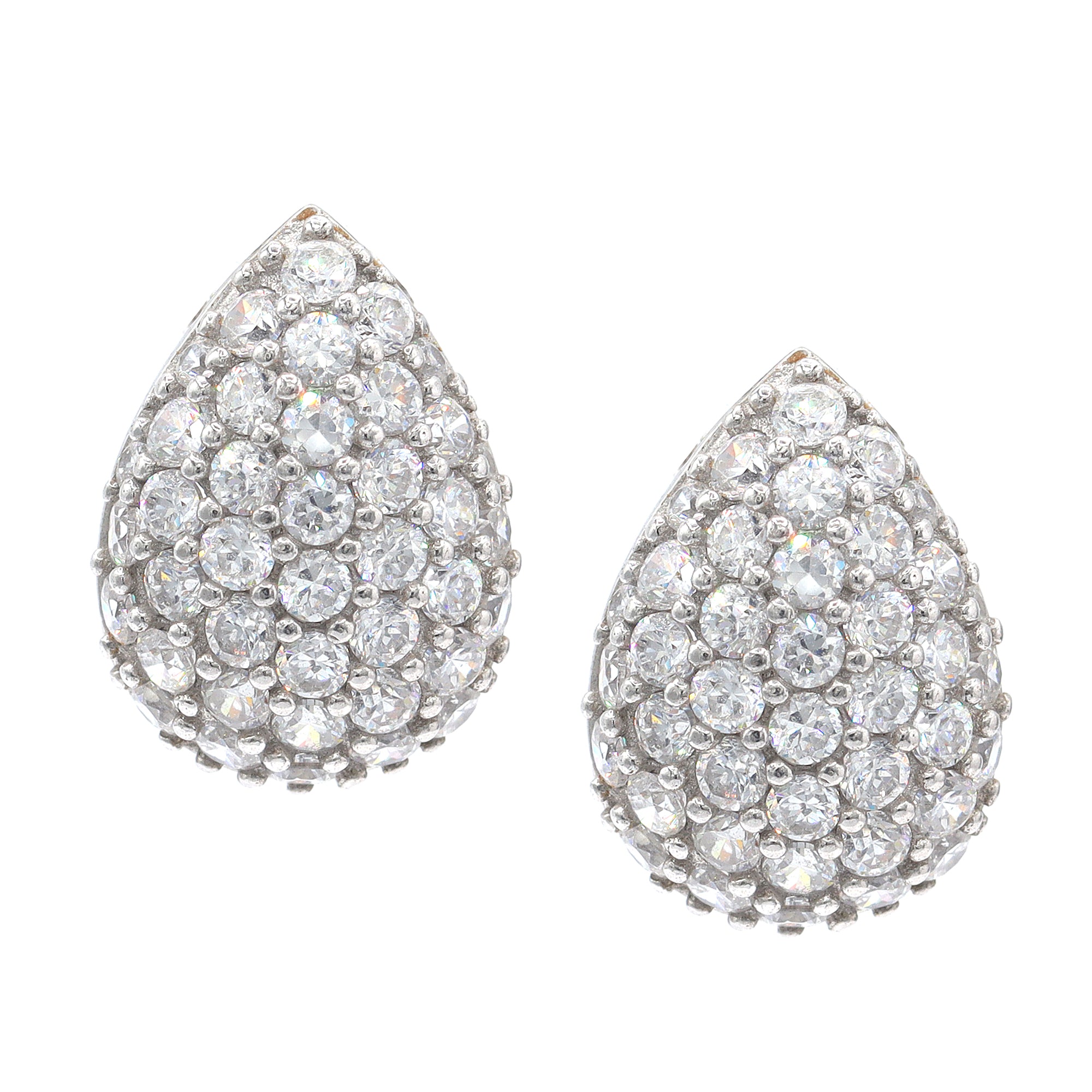 Signity Sterling Silver Cubic Zirconia Pear Cluster Omega Earrings