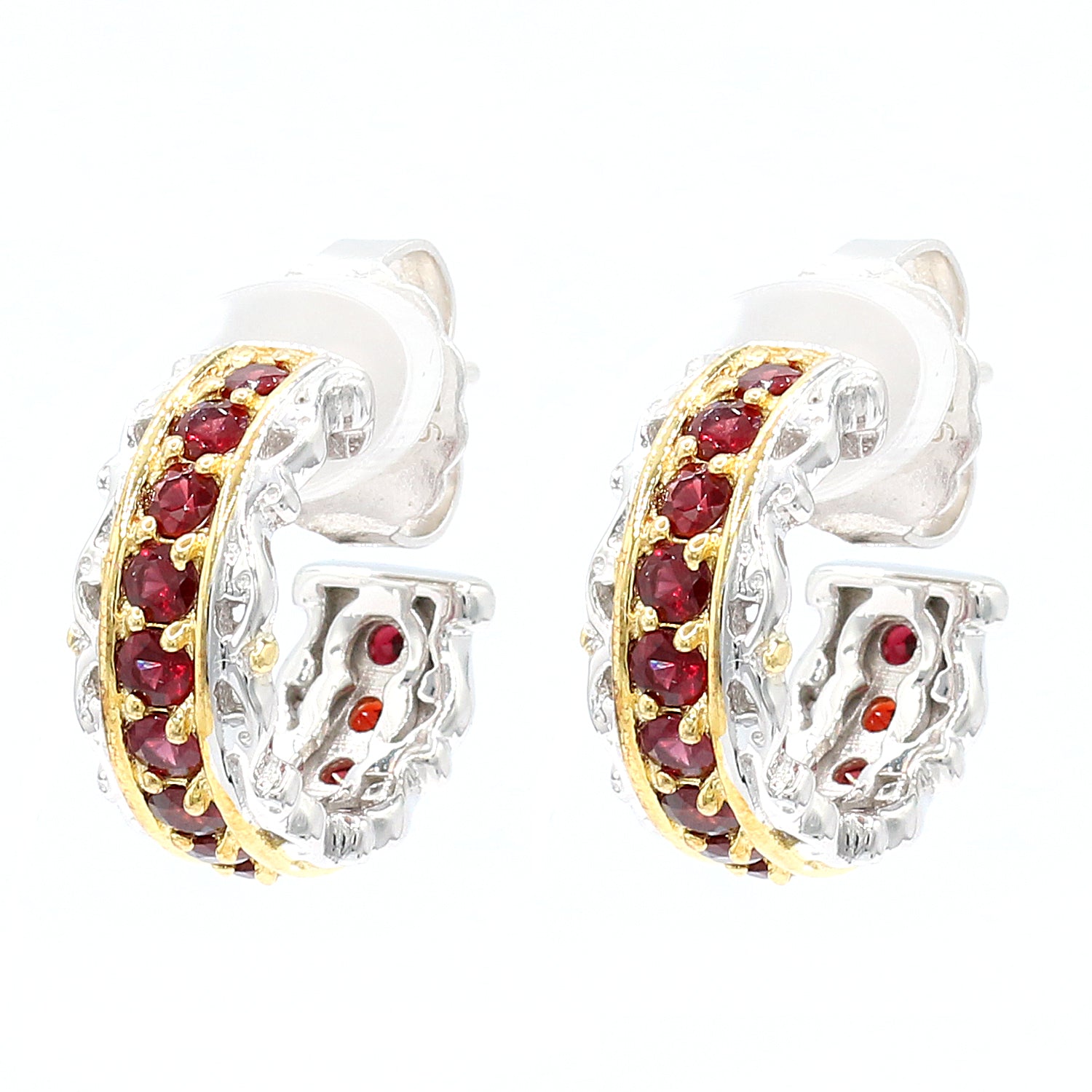 Gems en Vogue 2.34ctw Arizona Anthill Garnet Hoop Earrings