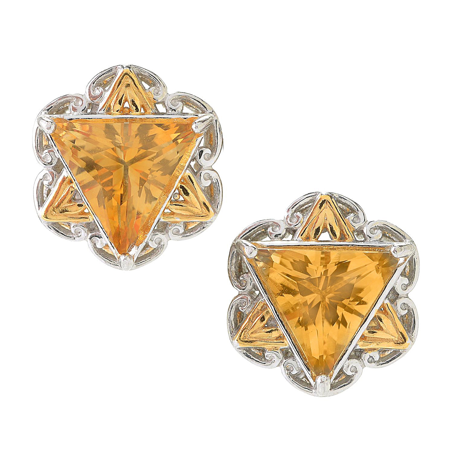 Gems en Vogue 5.80ctw Citrine Star of David Stud Earrings