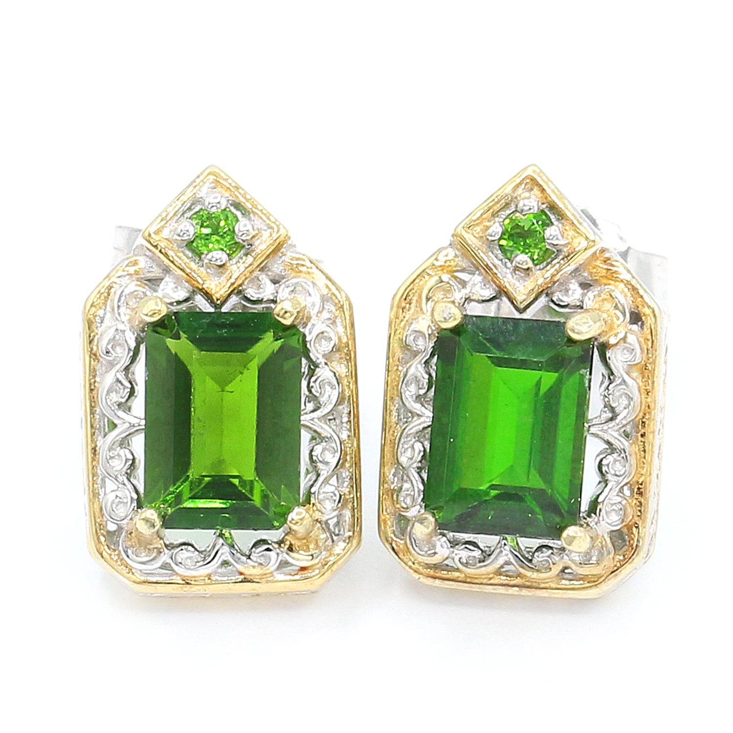Gems en Vogue 2.18ctw Chrome Diopside Stud Earrings